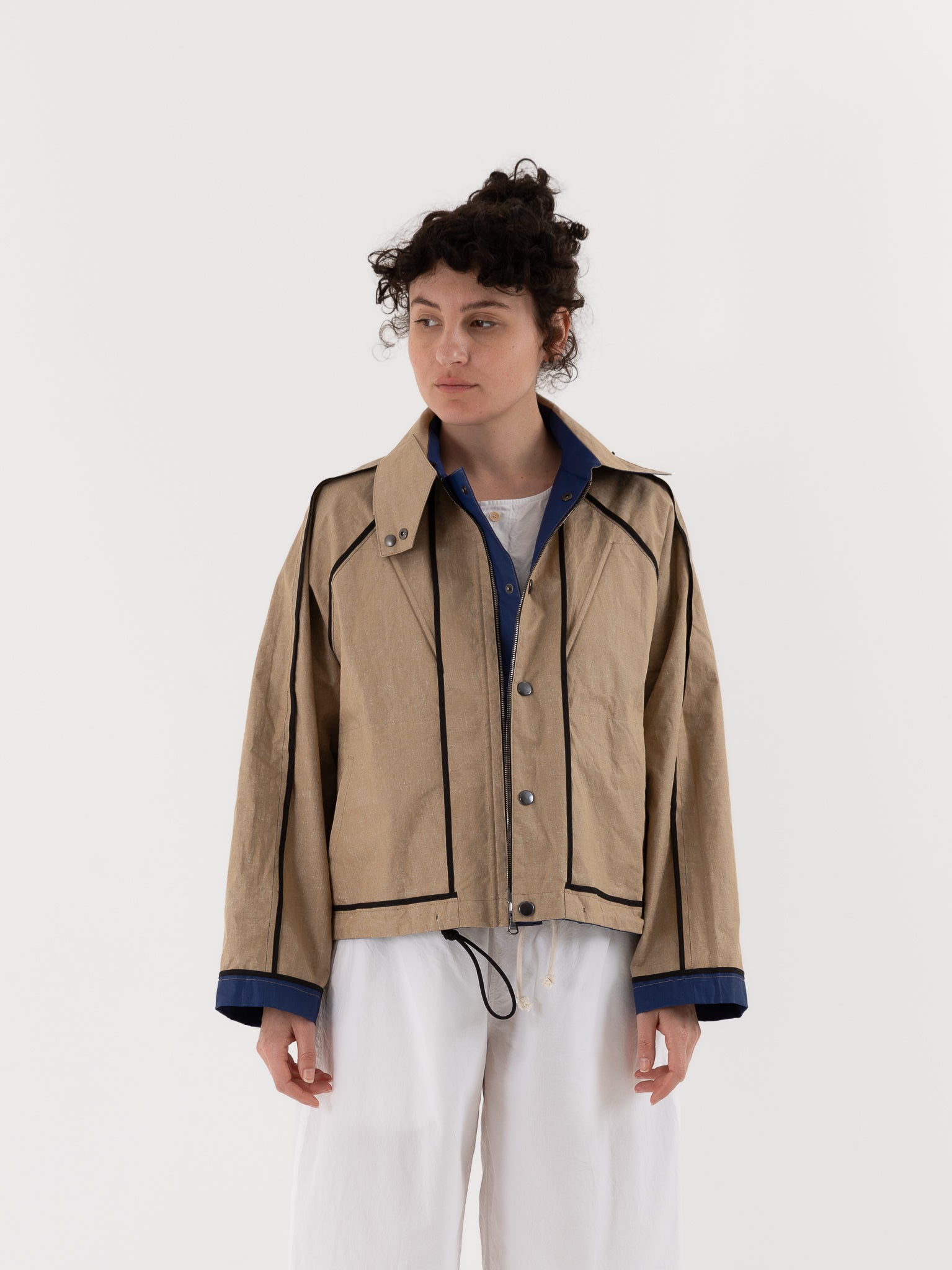 Konrad Florian Reversible Coated Linen Jacket in Natural & Delft - KONRAD at Worthwhile - shop COAT