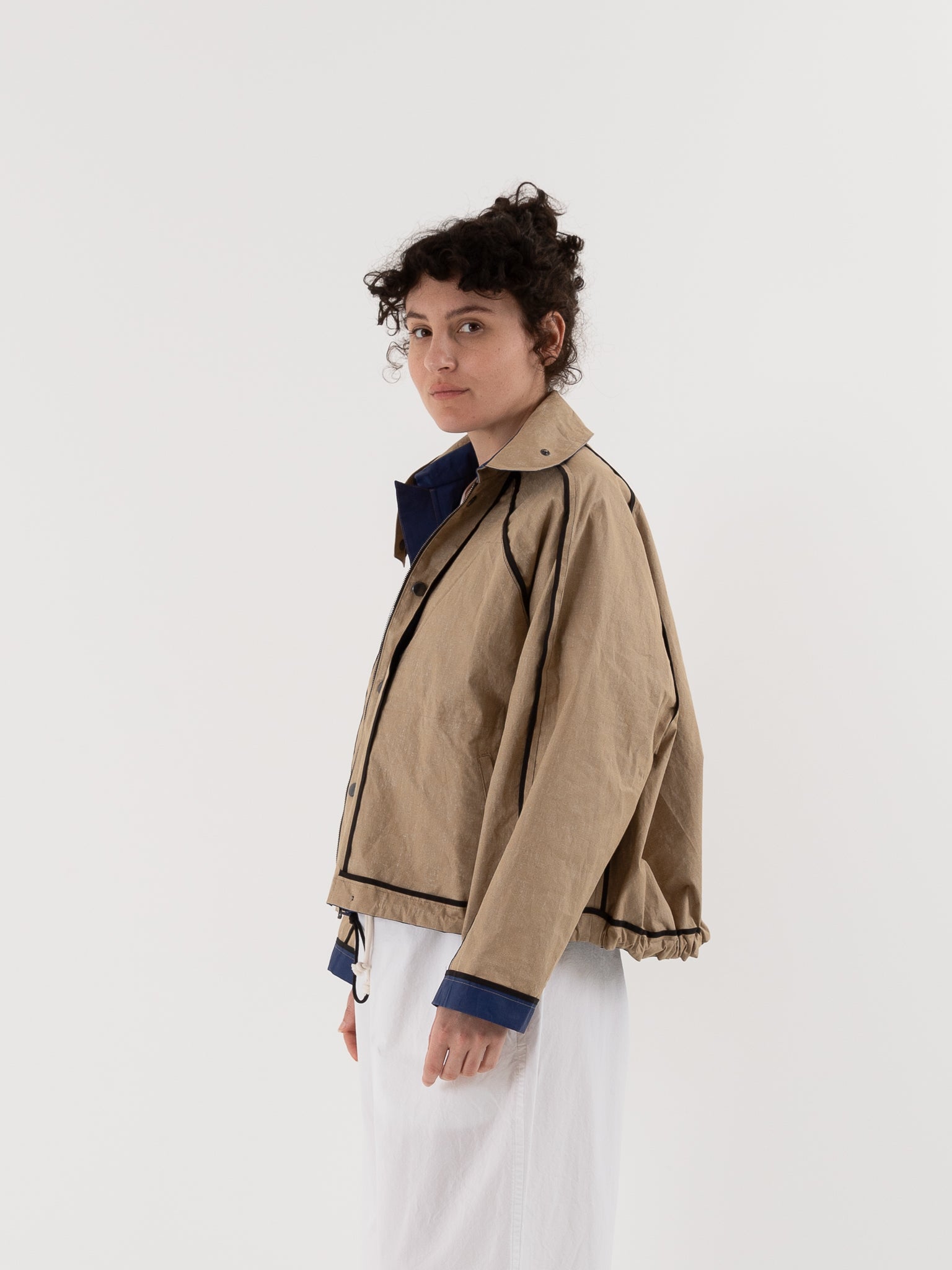Konrad Florian Reversible Coated Linen Jacket in Natural & Delft - KONRAD at Worthwhile - shop COAT