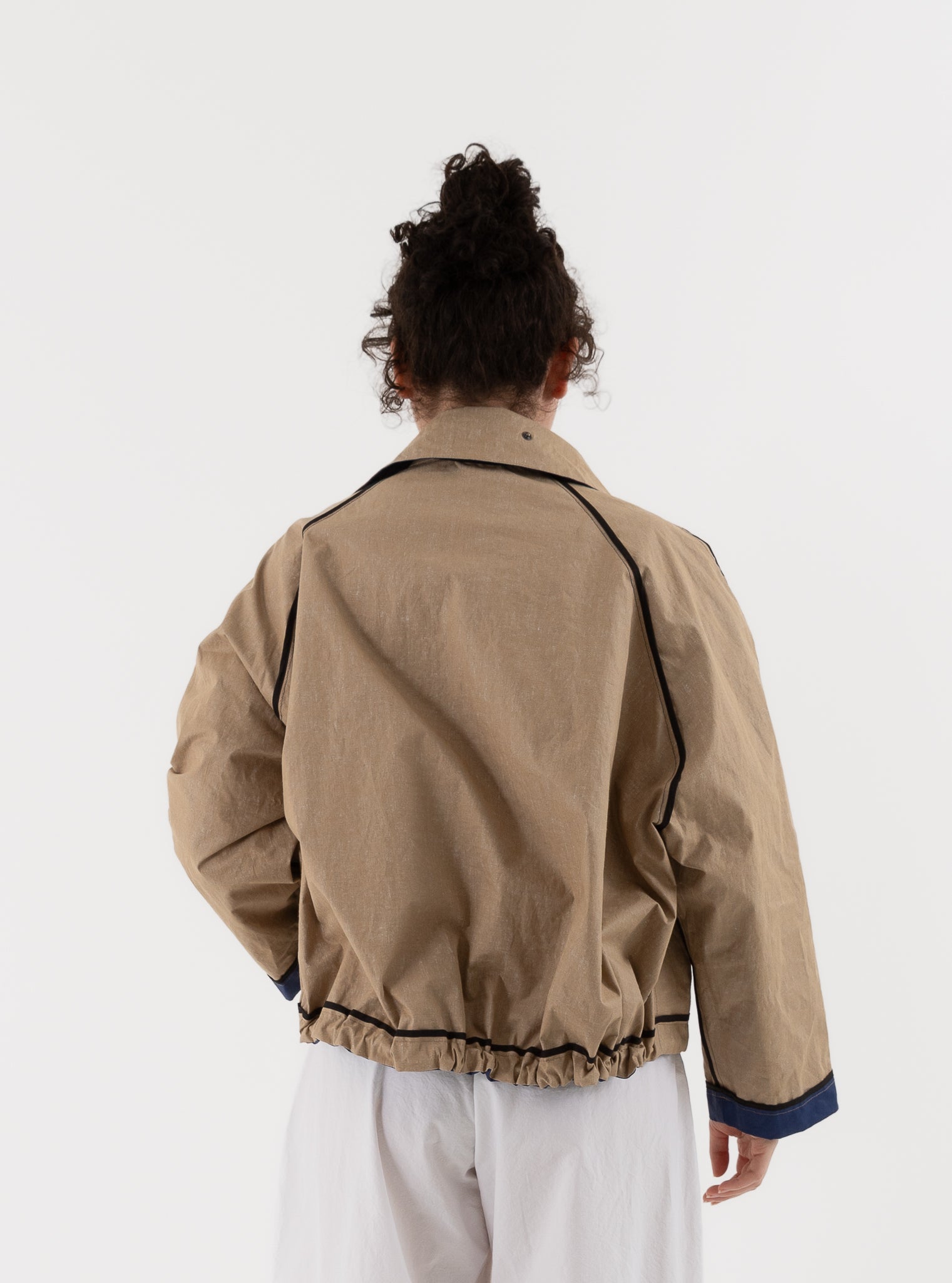 Konrad Florian Reversible Coated Linen Jacket in Natural & Delft - KONRAD at Worthwhile - shop COAT