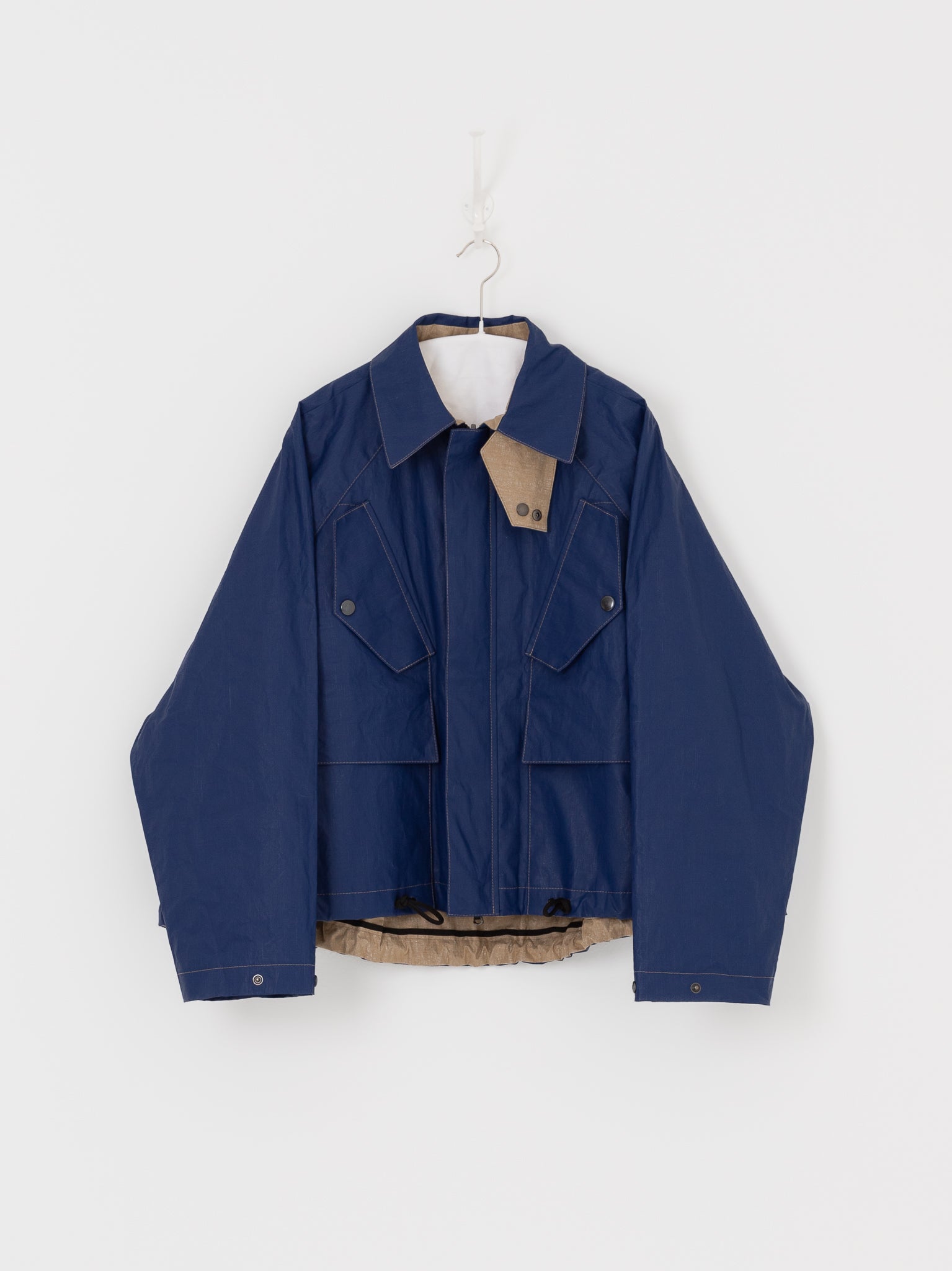 Konrad Florian Reversible Coated Linen Jacket in Natural & Delft - KONRAD at Worthwhile - shop COAT