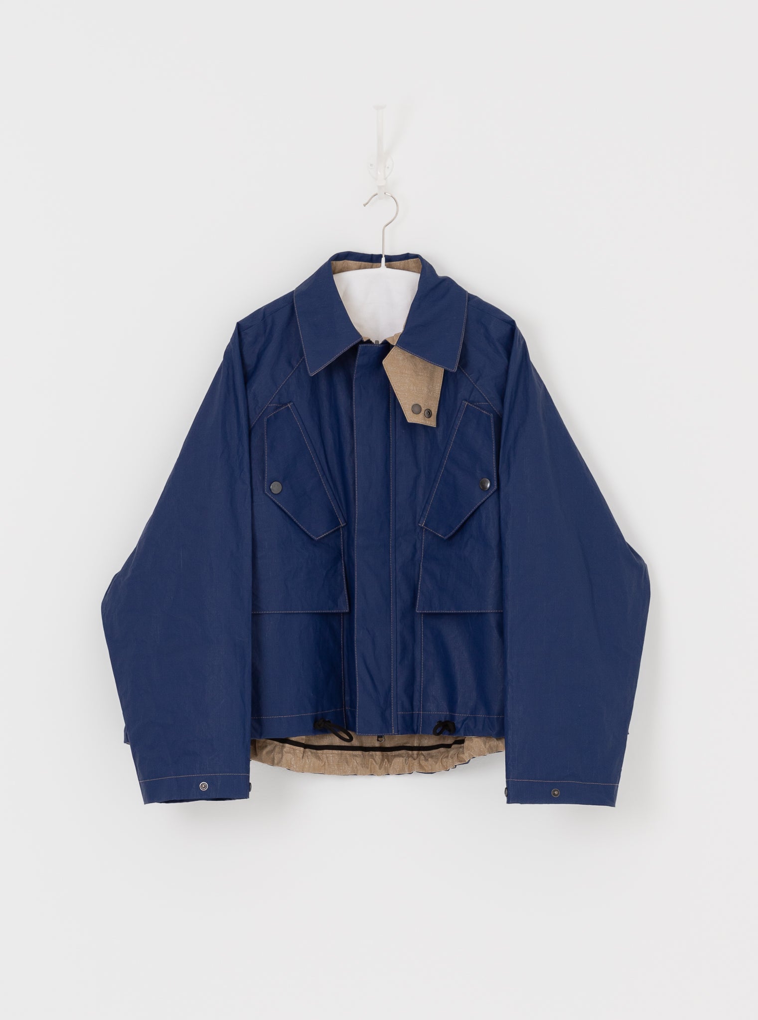 Konrad Florian Reversible Coated Linen Jacket in Natural & Delft - KONRAD at Worthwhile - shop COAT