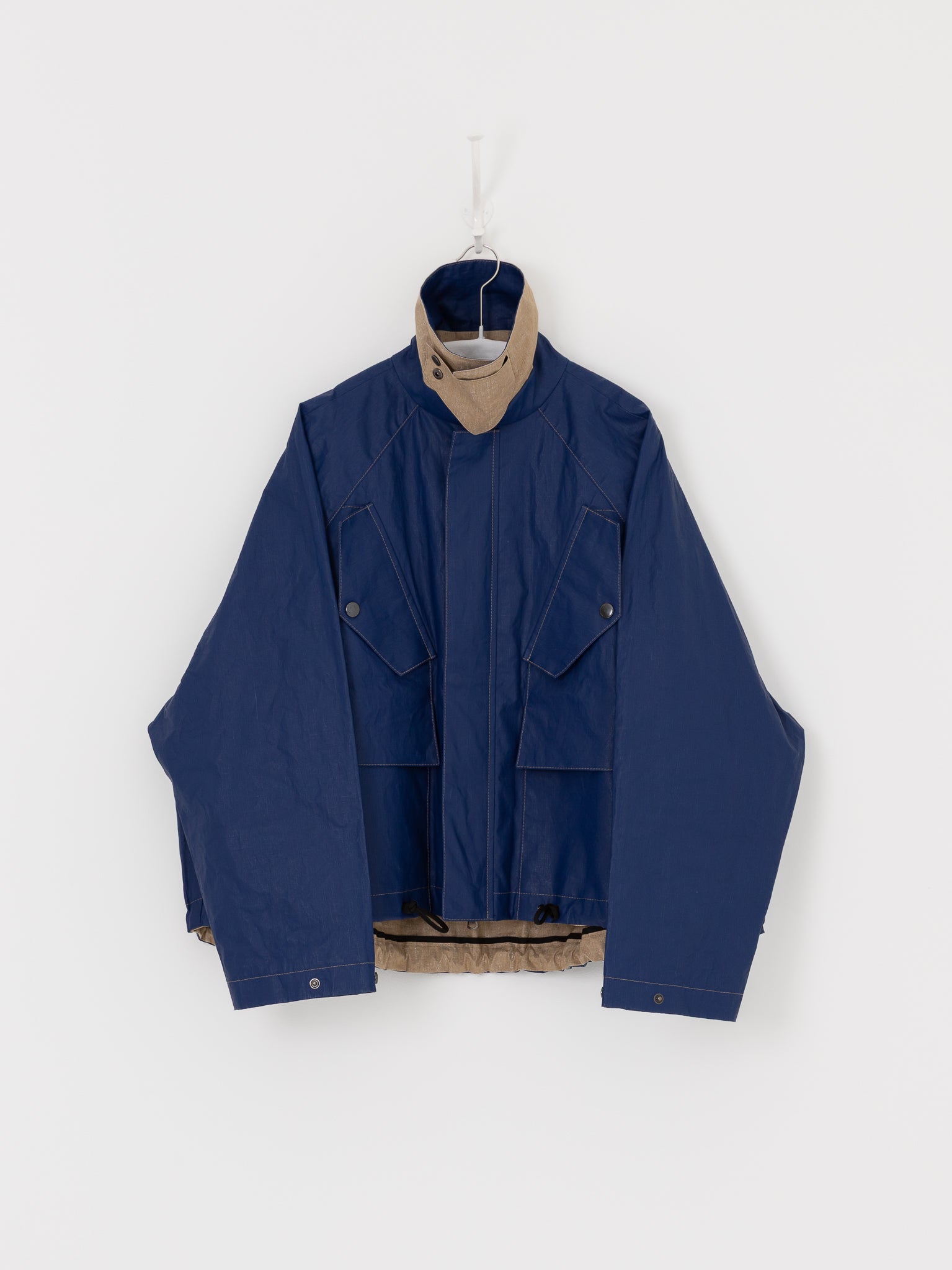 Konrad Florian Reversible Coated Linen Jacket in Natural & Delft - KONRAD at Worthwhile - shop COAT