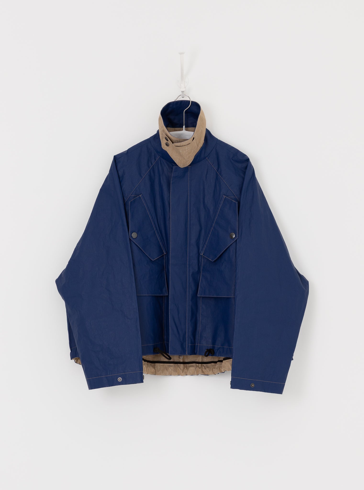 Konrad Florian Reversible Coated Linen Jacket in Natural & Delft - KONRAD at Worthwhile - shop COAT