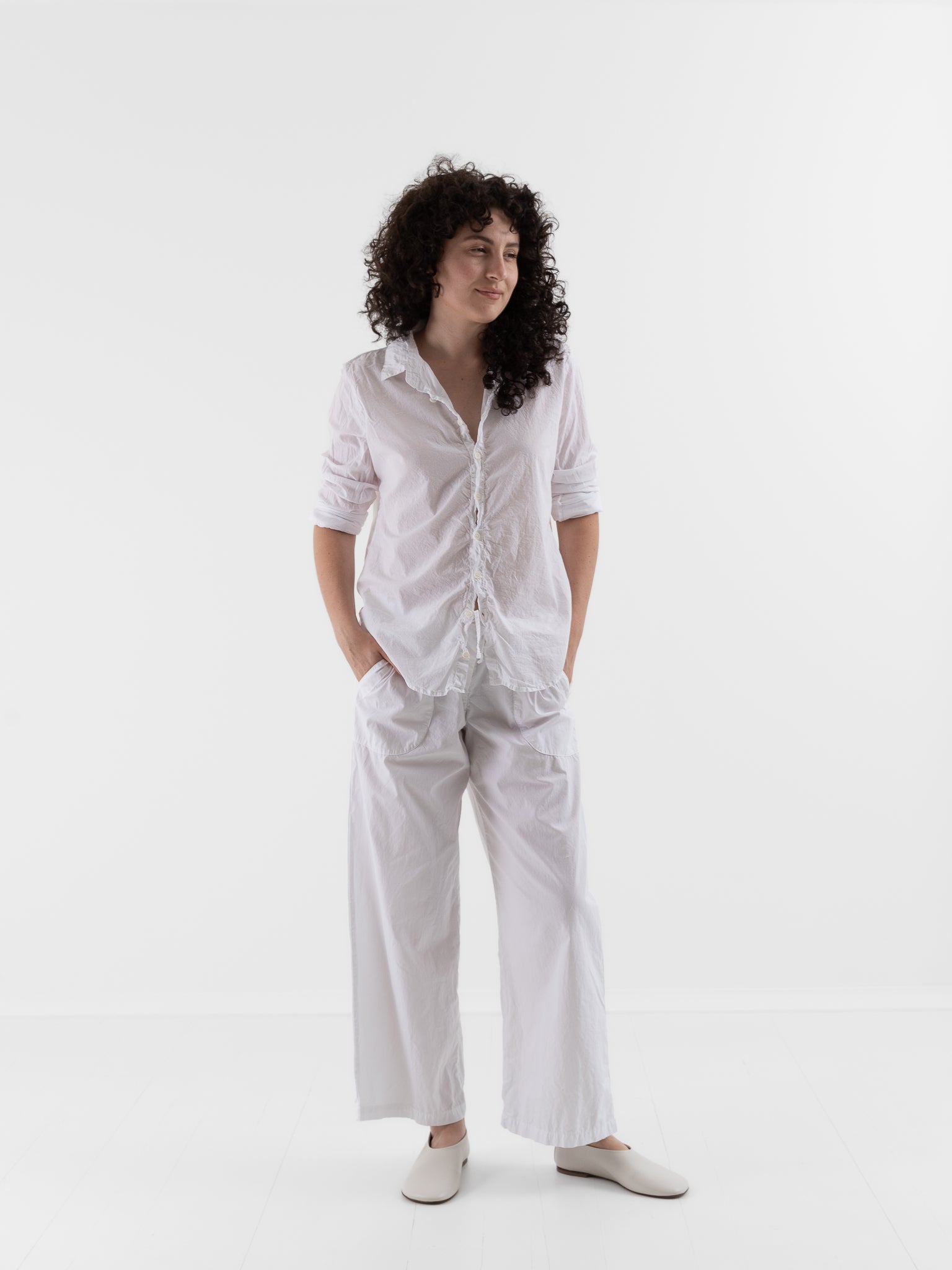 Llea Blue Dorie Shirt in White - LLEA BLUE at Worthwhile - shop TOP