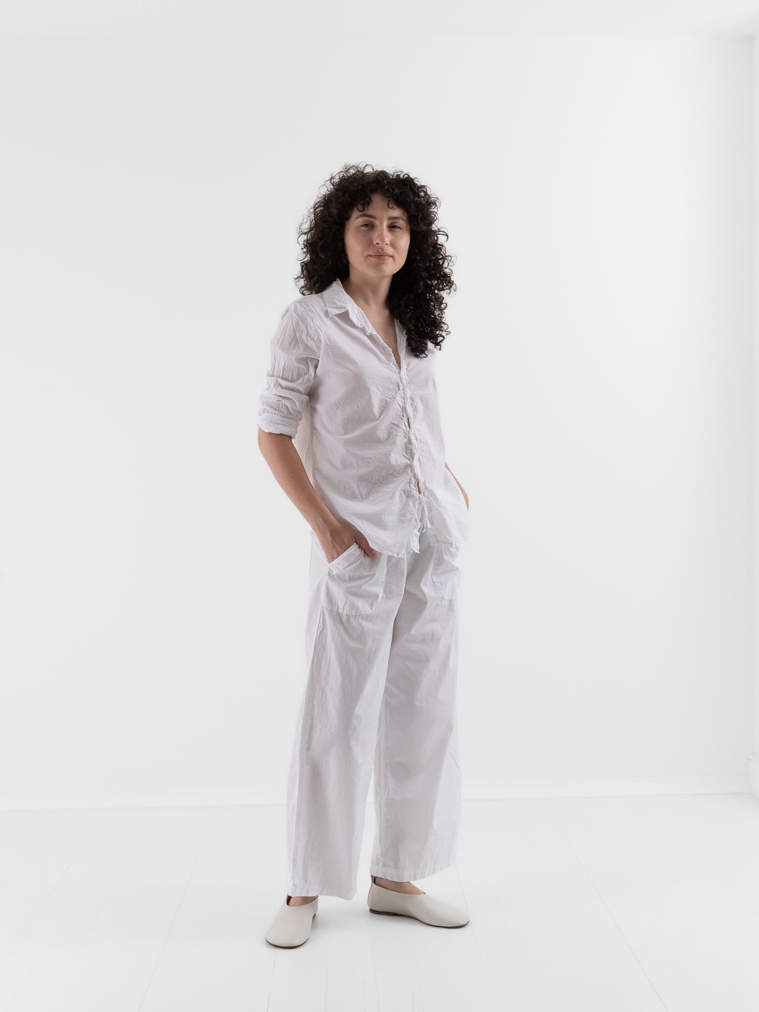 Llea Blue Dorie Shirt in White - LLEA BLUE at Worthwhile - shop TOP