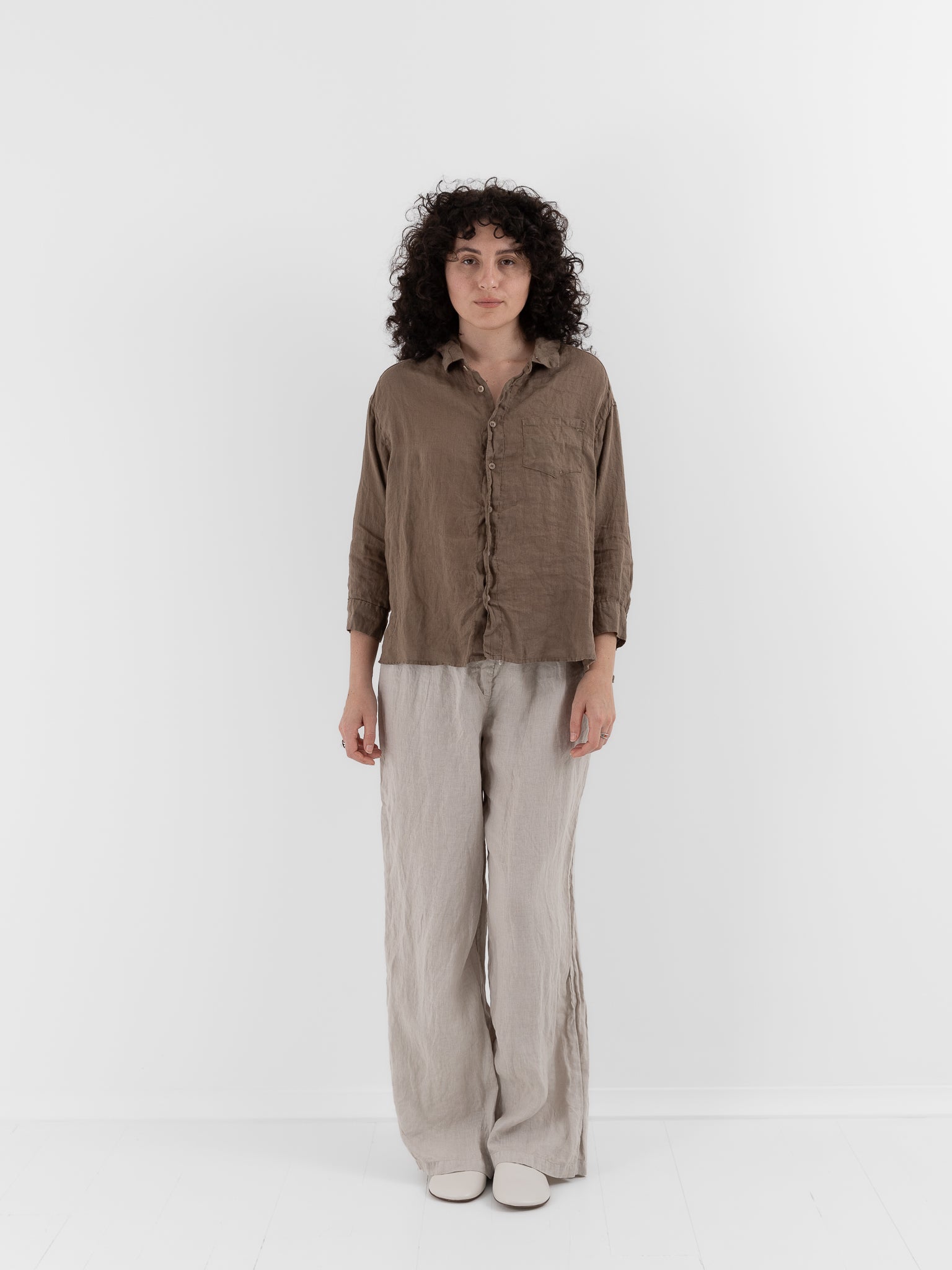 Llea Blue Aven Shirt in Bark - LLEA BLUE at Worthwhile - shop TOP