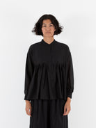 Maison de Soil Banded Collar Shirt in Black - MAISON DE SOIL at Worthwhile - shop TOP