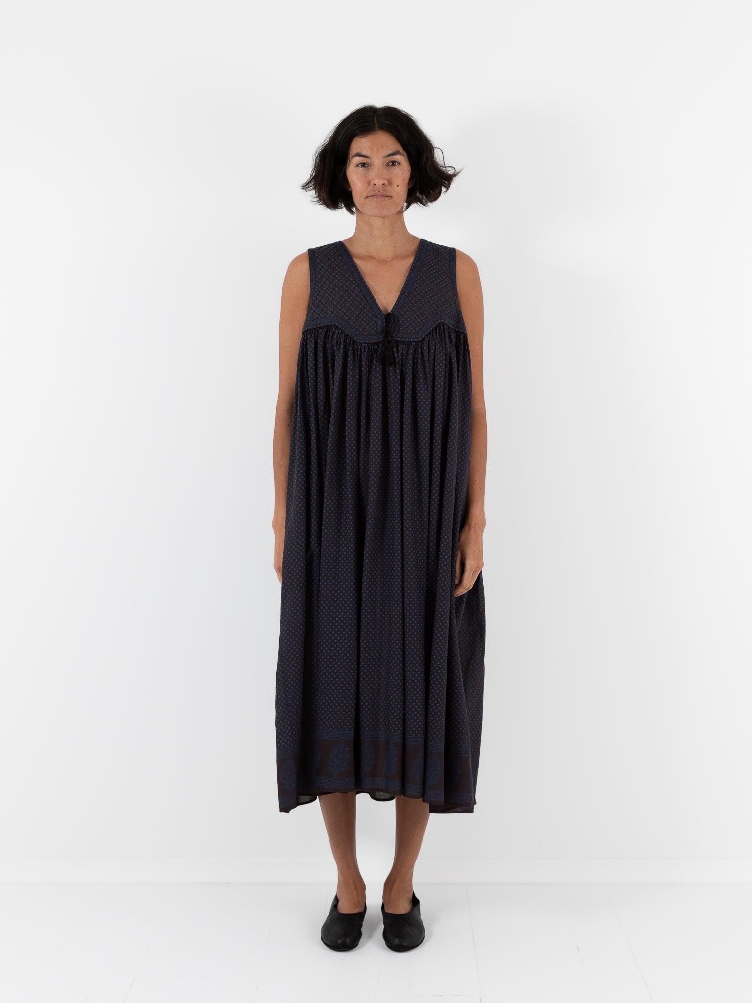 Maison de Soil Quilting Dress in Off Black/Bright Navy - MAISON DE SOIL at Worthwhile - shop DRESS