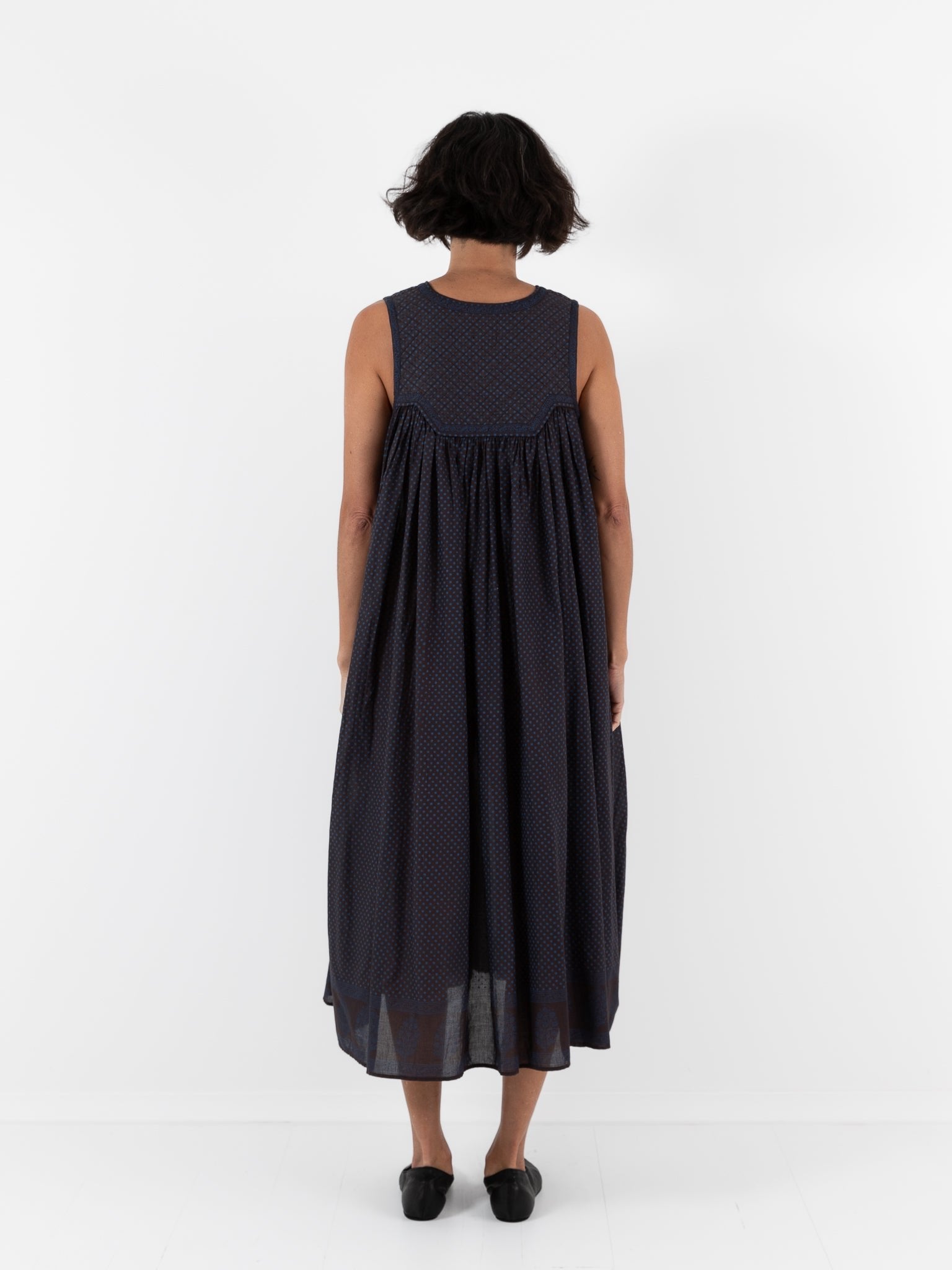 Maison de Soil Quilting Dress in Off Black/Bright Navy - MAISON DE SOIL at Worthwhile - shop DRESS