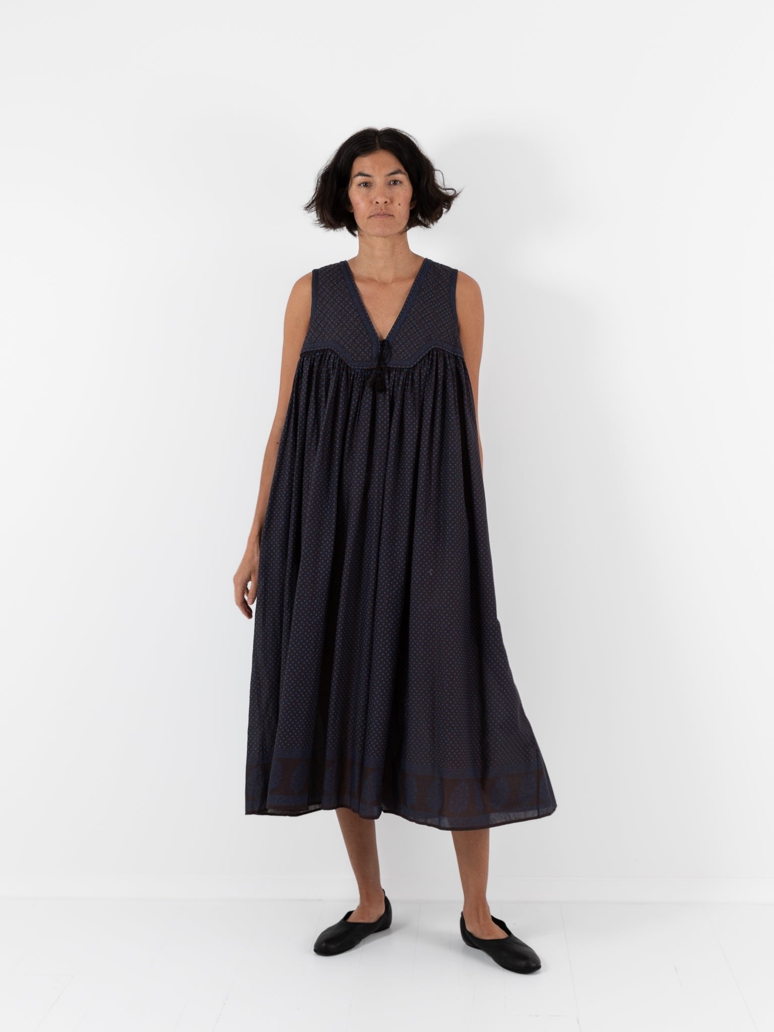Maison de Soil Quilting Dress in Off Black/Bright Navy - MAISON DE SOIL at Worthwhile - shop DRESS