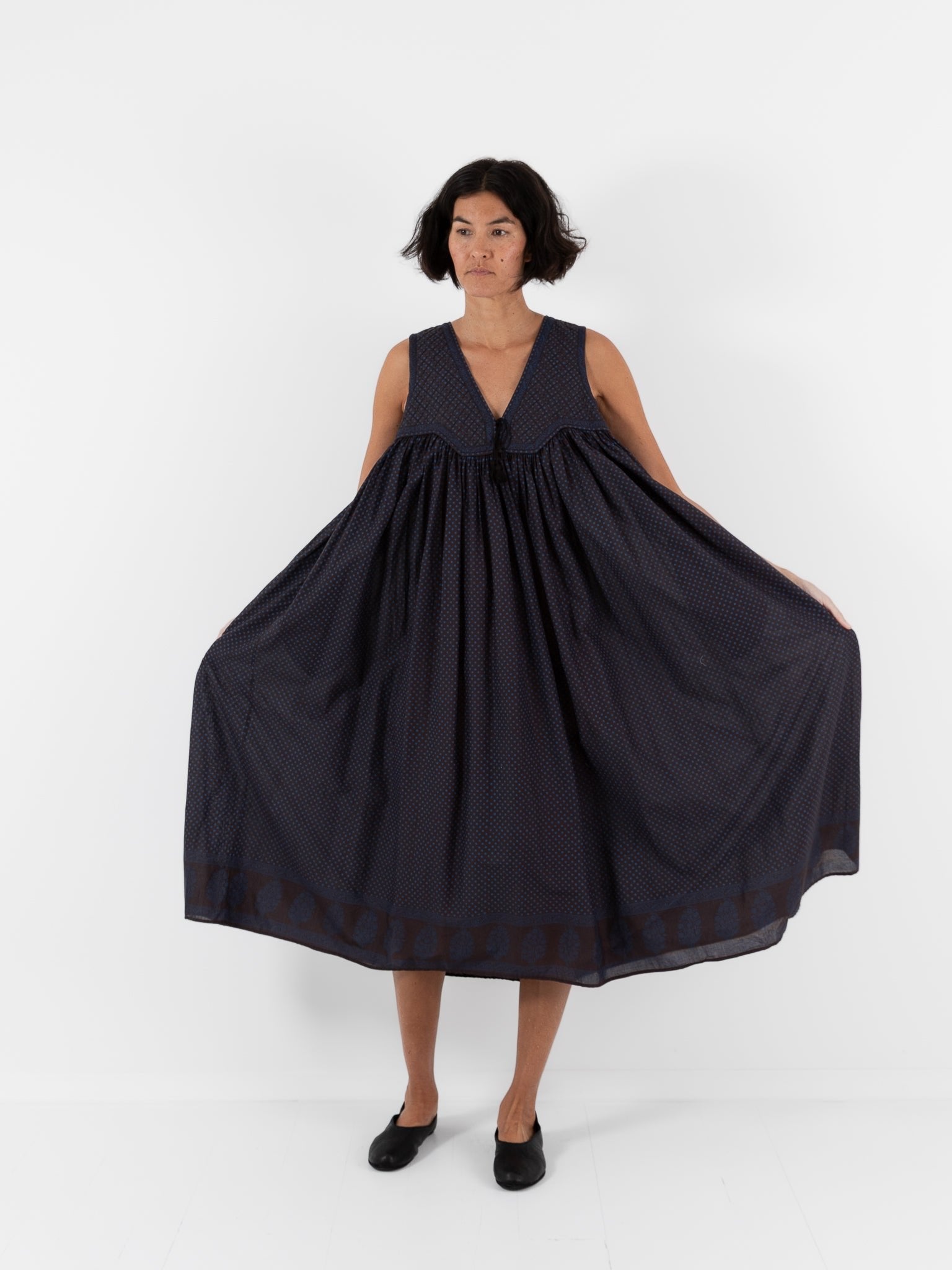 Maison de Soil Quilting Dress in Off Black/Bright Navy - MAISON DE SOIL at Worthwhile - shop DRESS