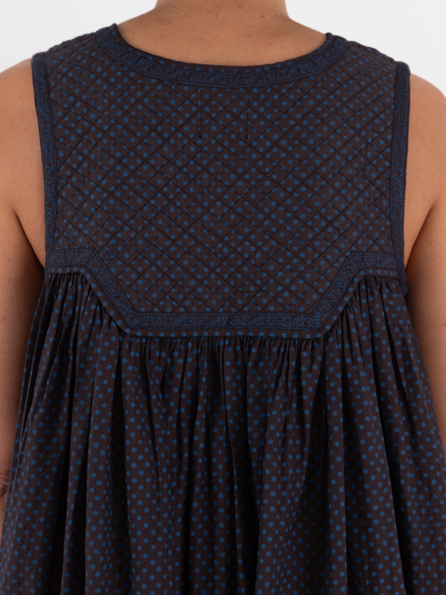 Maison de Soil Quilting Dress in Off Black/Bright Navy - MAISON DE SOIL at Worthwhile - shop DRESS