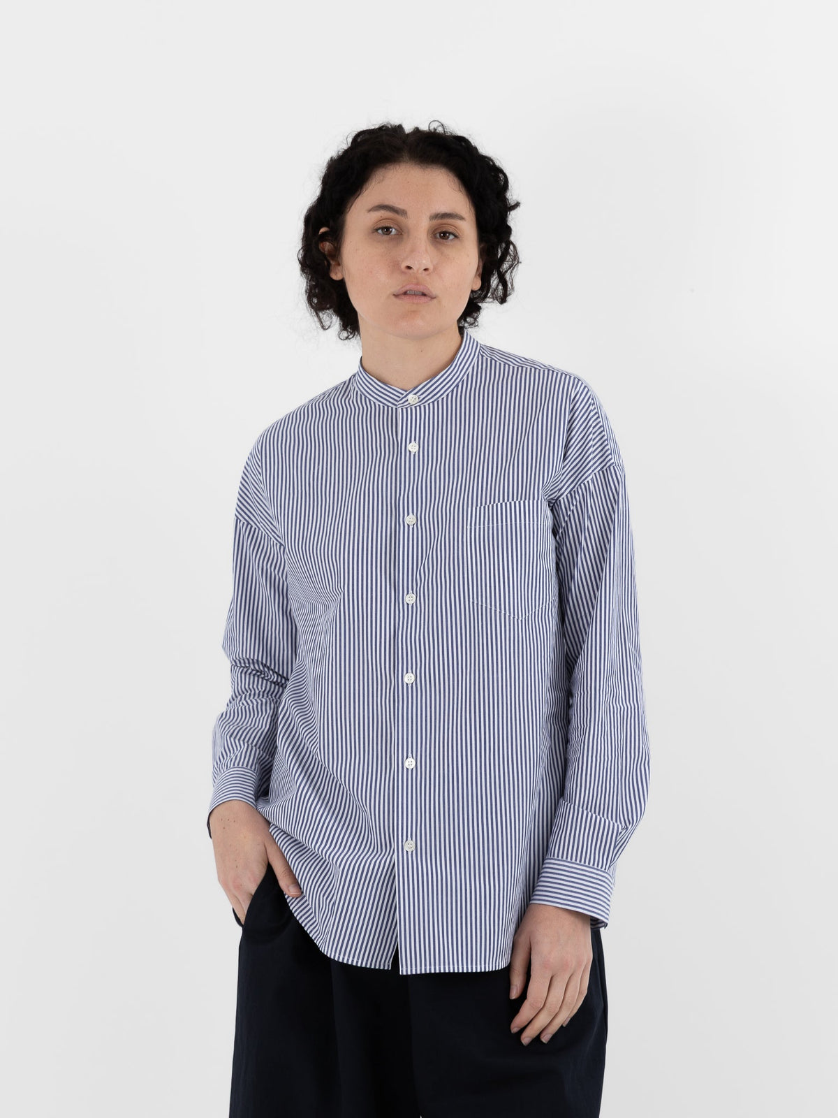 Makié Charlie Shirt in Navy Stripe - MAKIE at Worthwhile - shop TOP