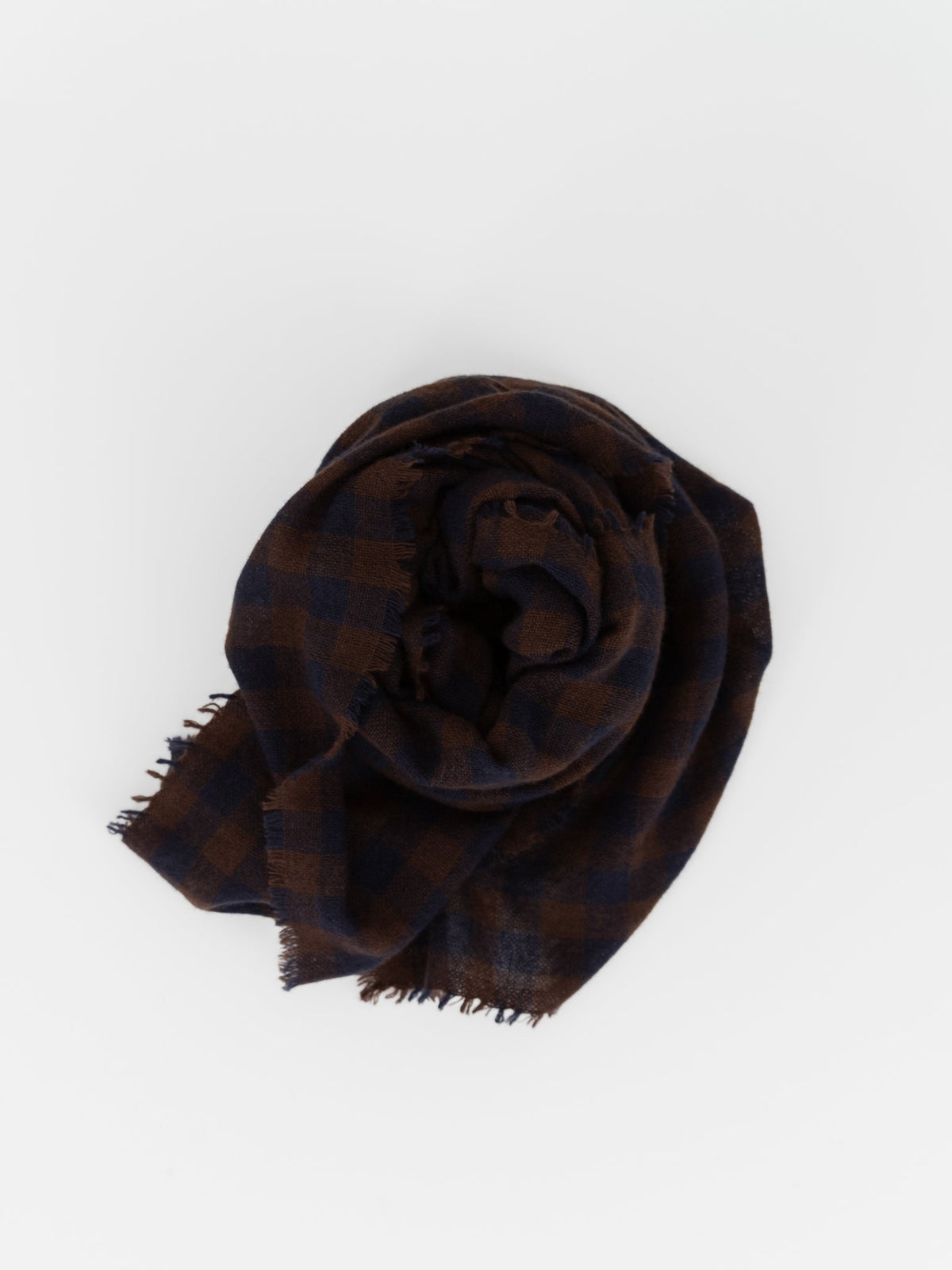 Makié Medium Check Scarf in Brown/Navy - MAKIE at Worthwhile - shop SCARF