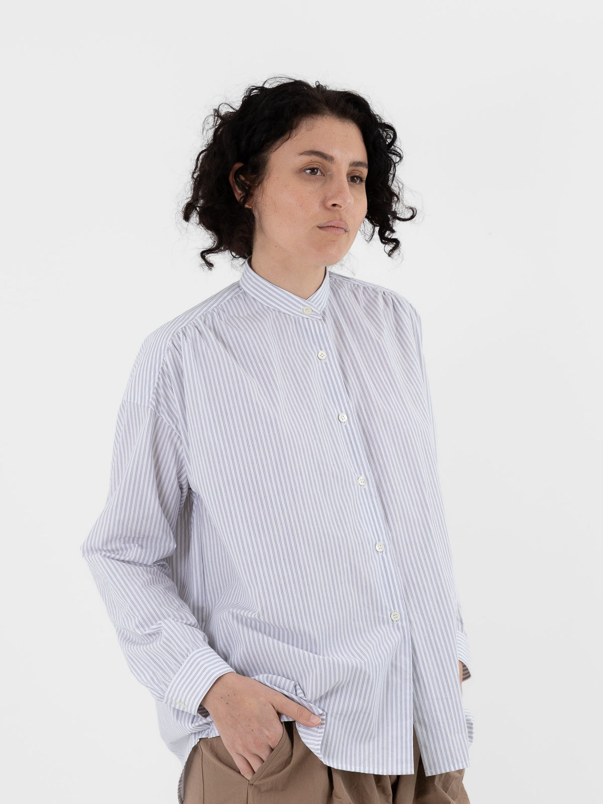 Makié Reece Blouse in Blue Stripe - MAKIE at Worthwhile - shop TOP