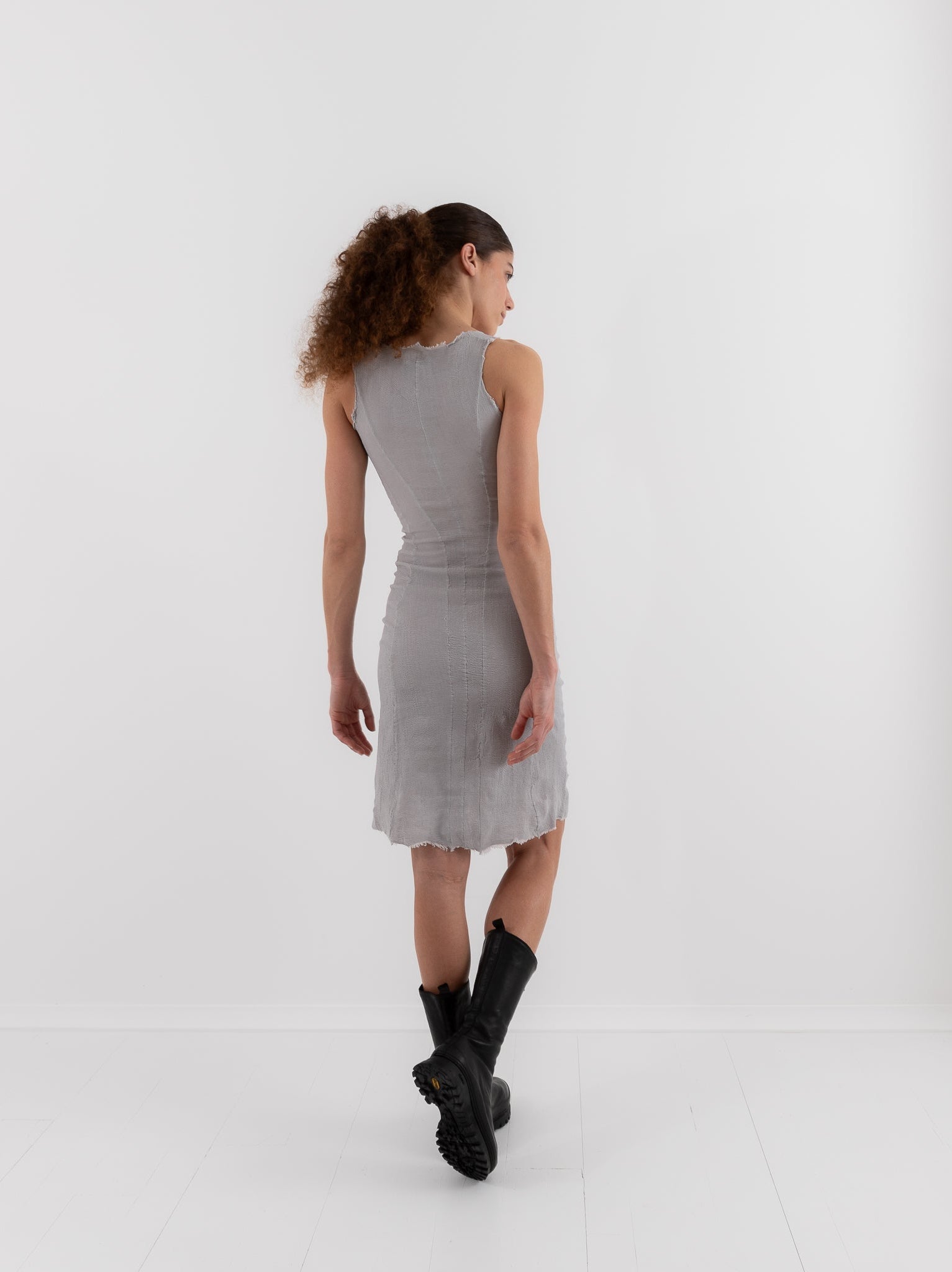 Marc LeBihan Stretch Silk Dress in Platinum - MARC LE BIHAN at Worthwhile - shop DRESS