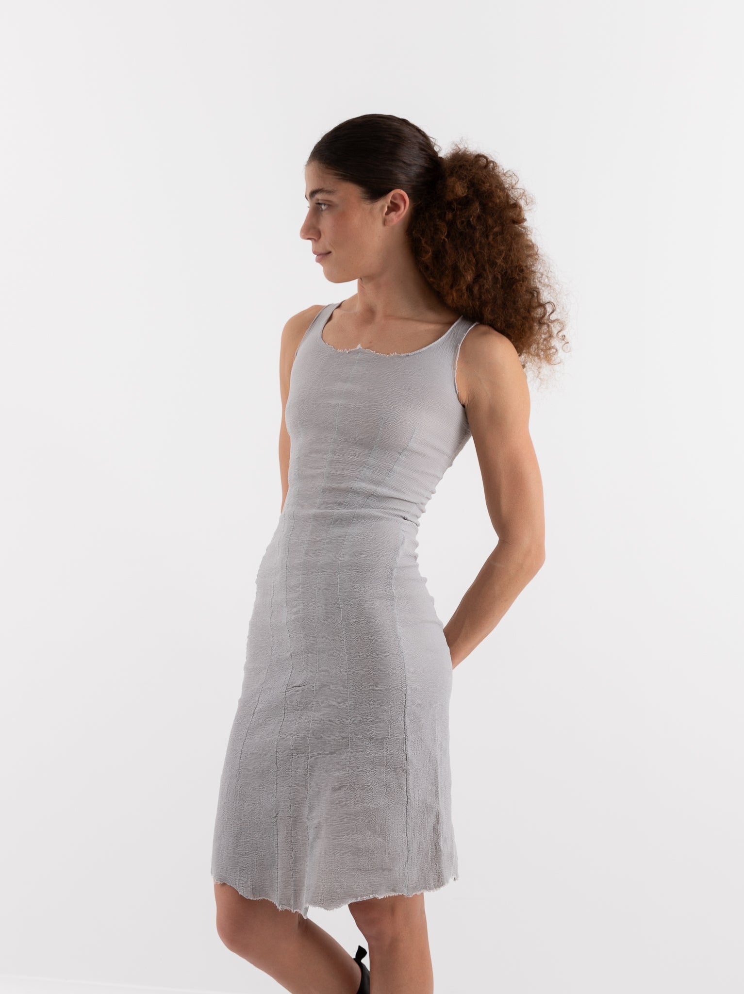 Marc LeBihan Stretch Silk Dress in Platinum - MARC LE BIHAN at Worthwhile - shop DRESS