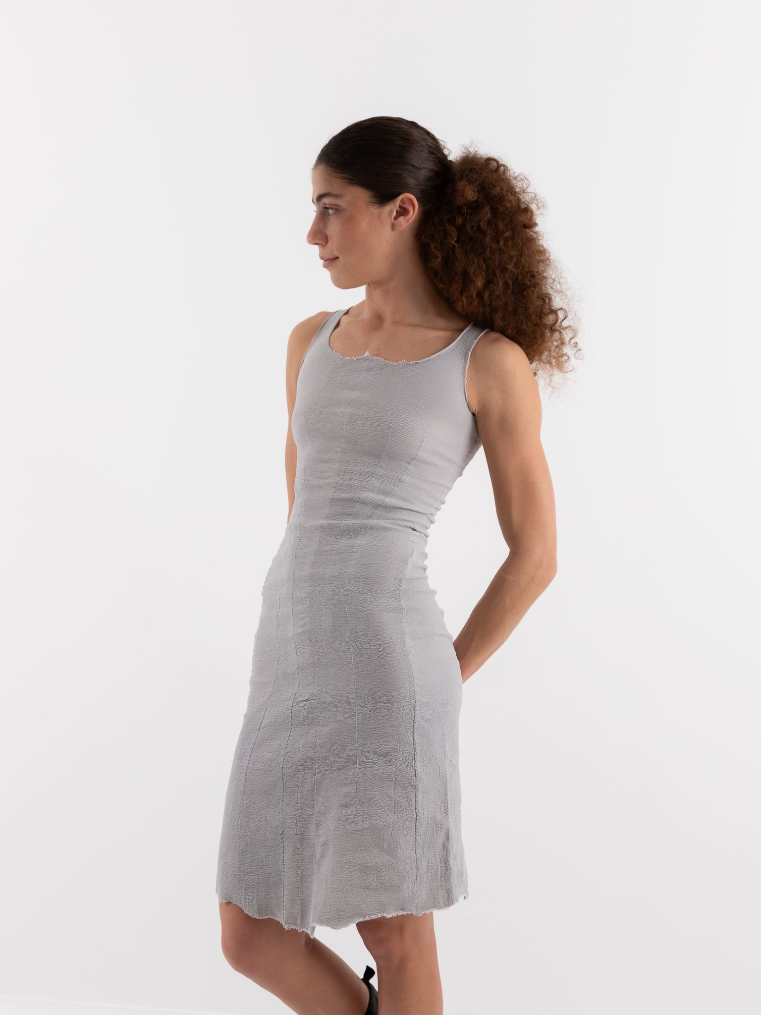 Marc LeBihan Stretch Silk Dress in Platinum - MARC LE BIHAN at Worthwhile - shop DRESS