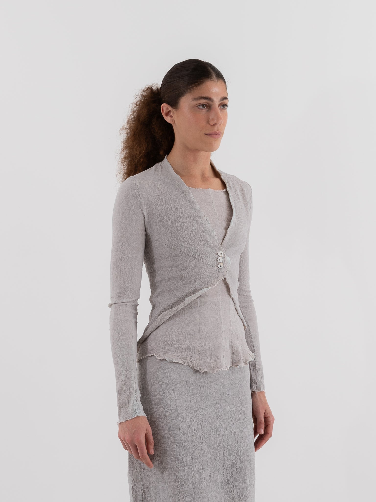 Marc LeBihan Stretch Silk Jacket in Platinum - MARC LE BIHAN at Worthwhile - shop JACKET