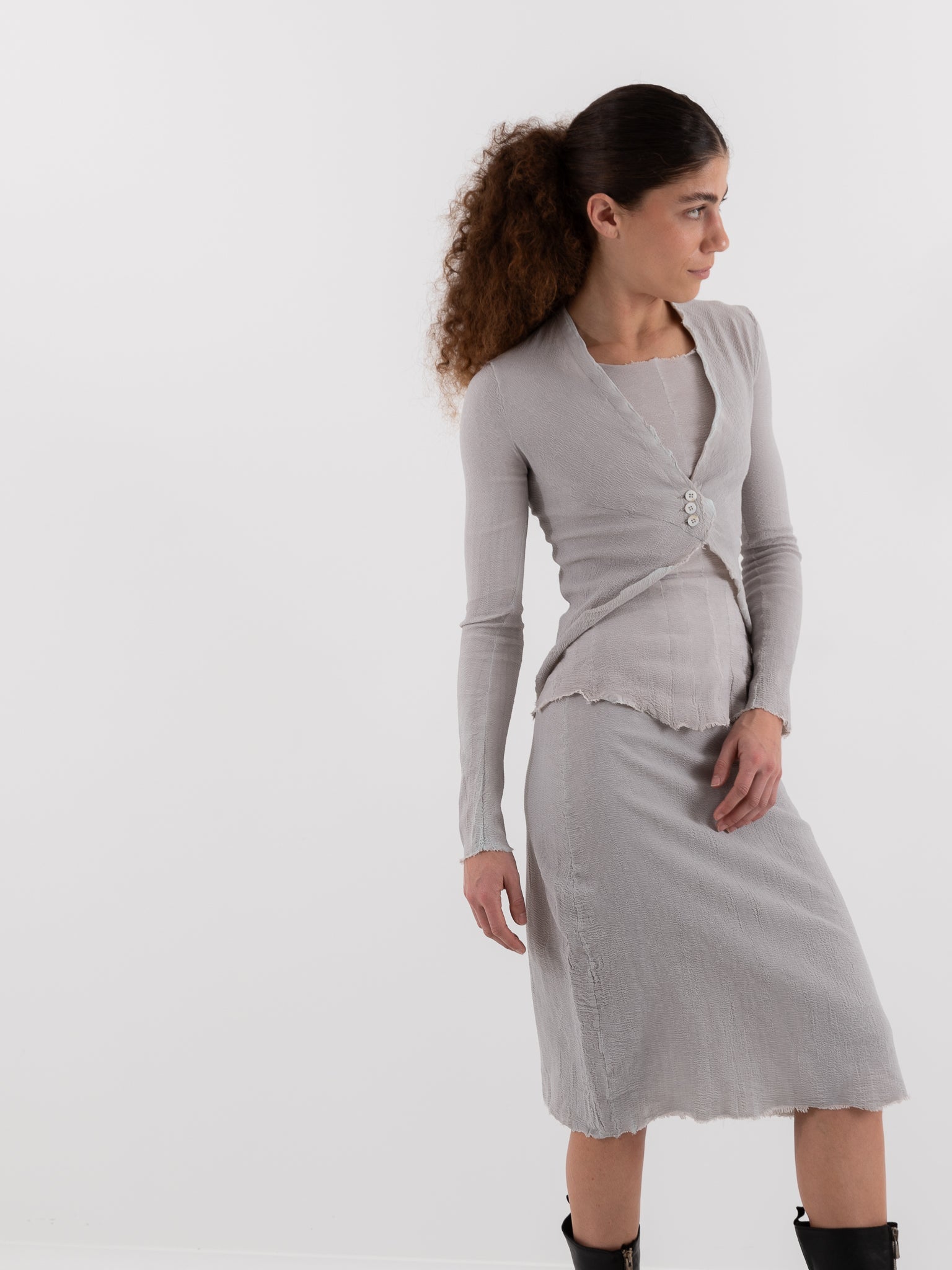 Marc LeBihan Stretch Silk Jacket in Platinum - MARC LE BIHAN at Worthwhile - shop JACKET