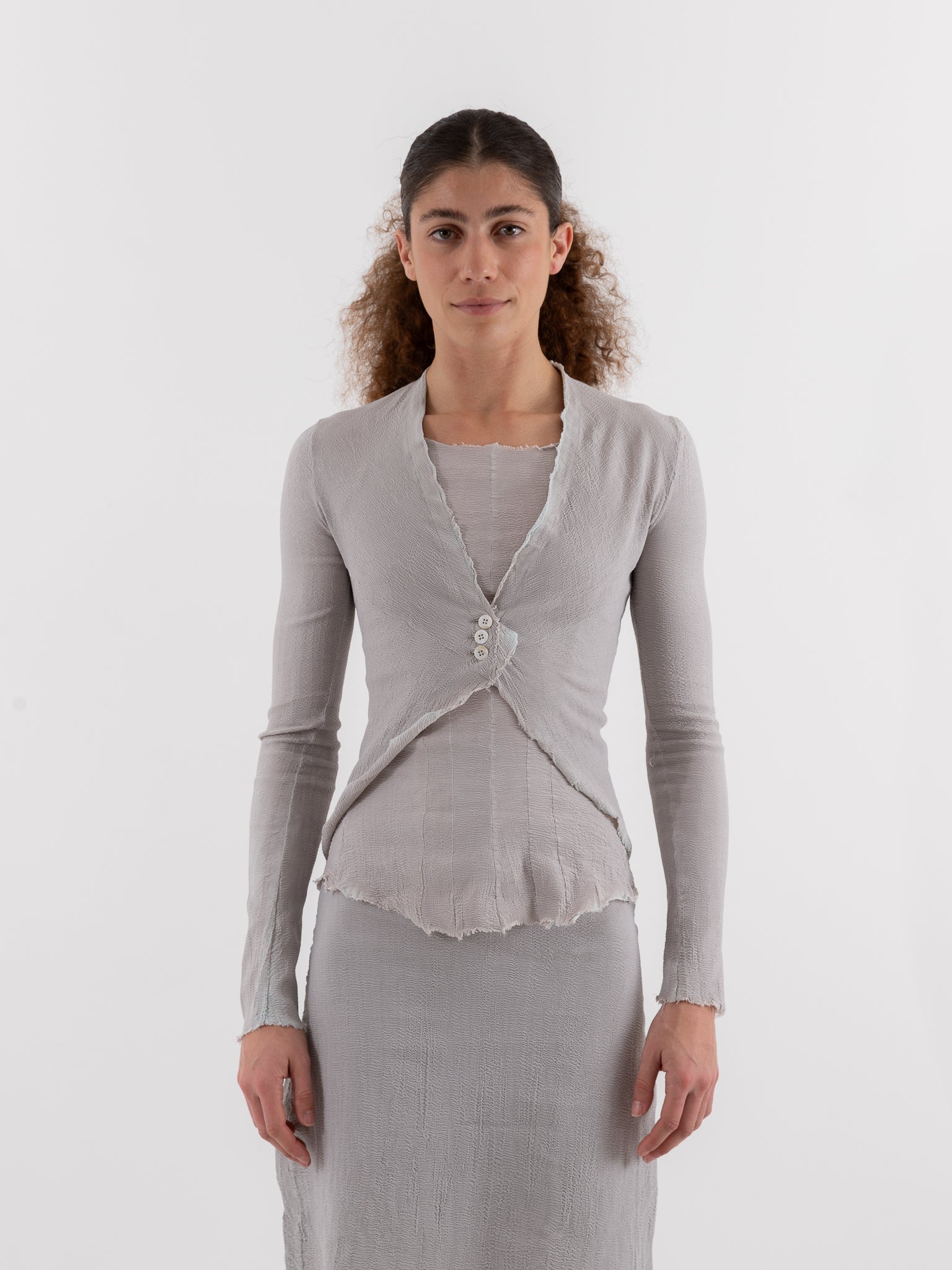 Marc LeBihan Stretch Silk Jacket in Platinum - MARC LE BIHAN at Worthwhile - shop JACKET