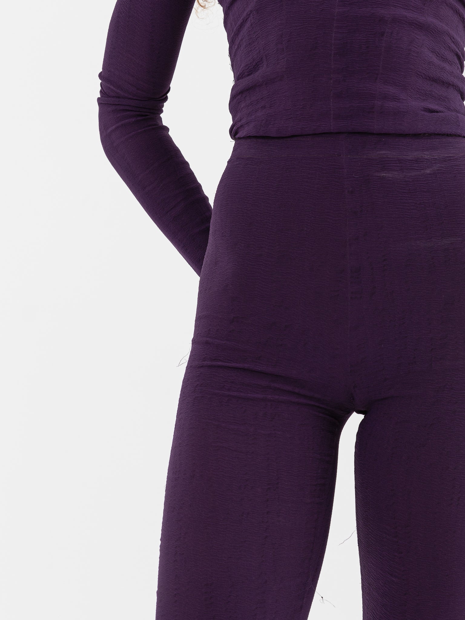 Marc LeBihan Stretch Silk Leggings in Dark Purple - MARC LE BIHAN at Worthwhile - shop LEGGINGS