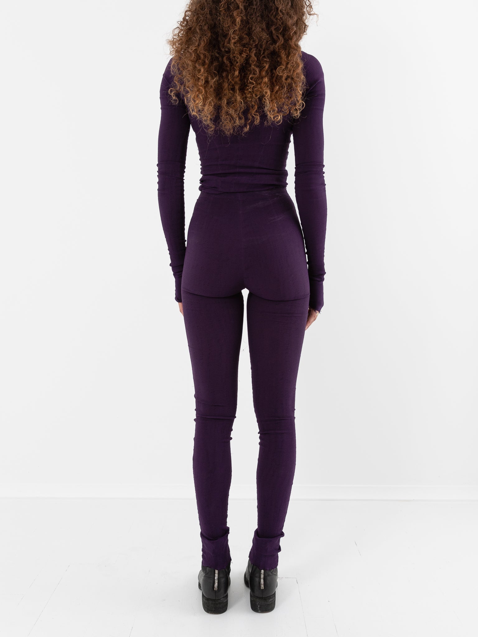 Marc LeBihan Stretch Silk Leggings in Dark Purple - MARC LE BIHAN at Worthwhile - shop LEGGINGS