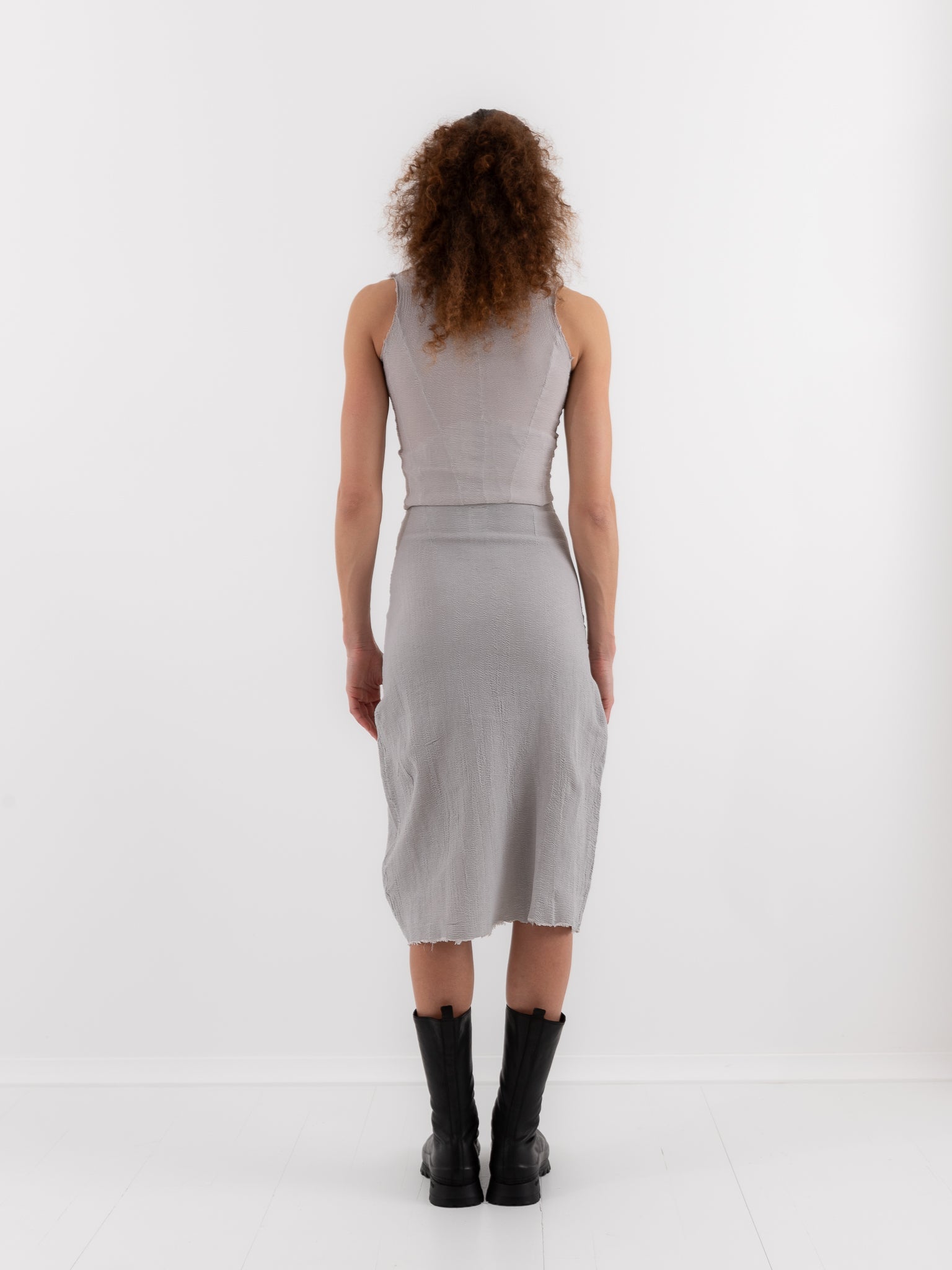 Marc LeBihan Stretch Silk Skirt in Platinum - MARC LE BIHAN at Worthwhile - shop SKIRT