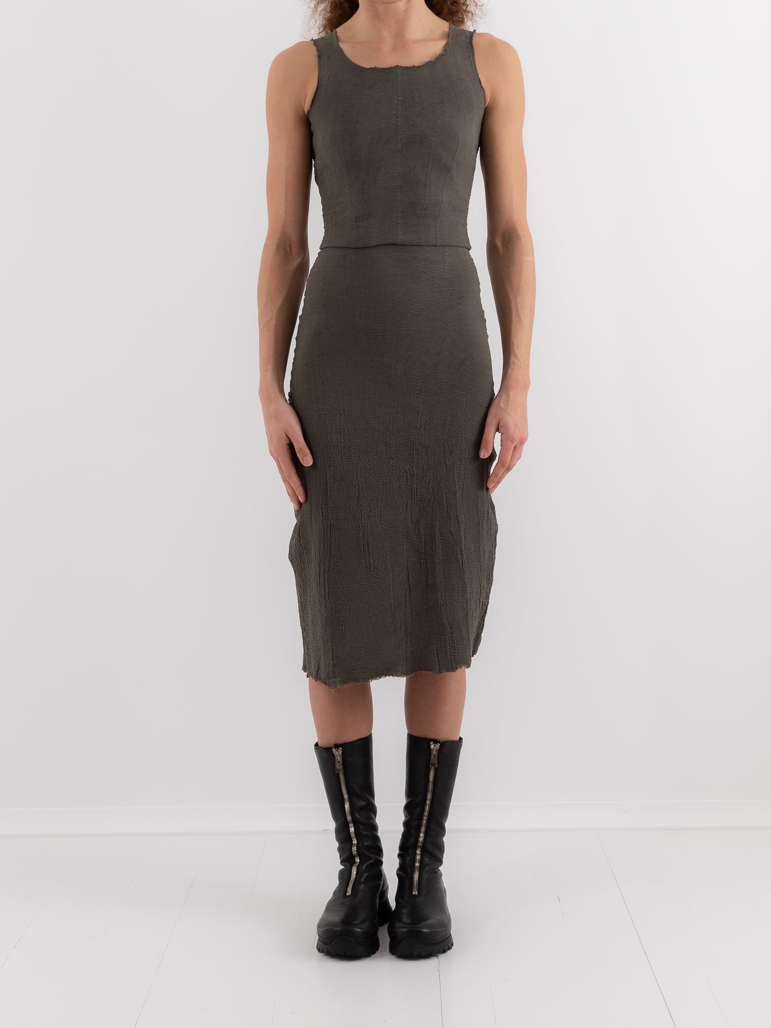 Marc LeBihan Stretch Silk Skirt in Metal - MARC LE BIHAN at Worthwhile - shop SKIRT