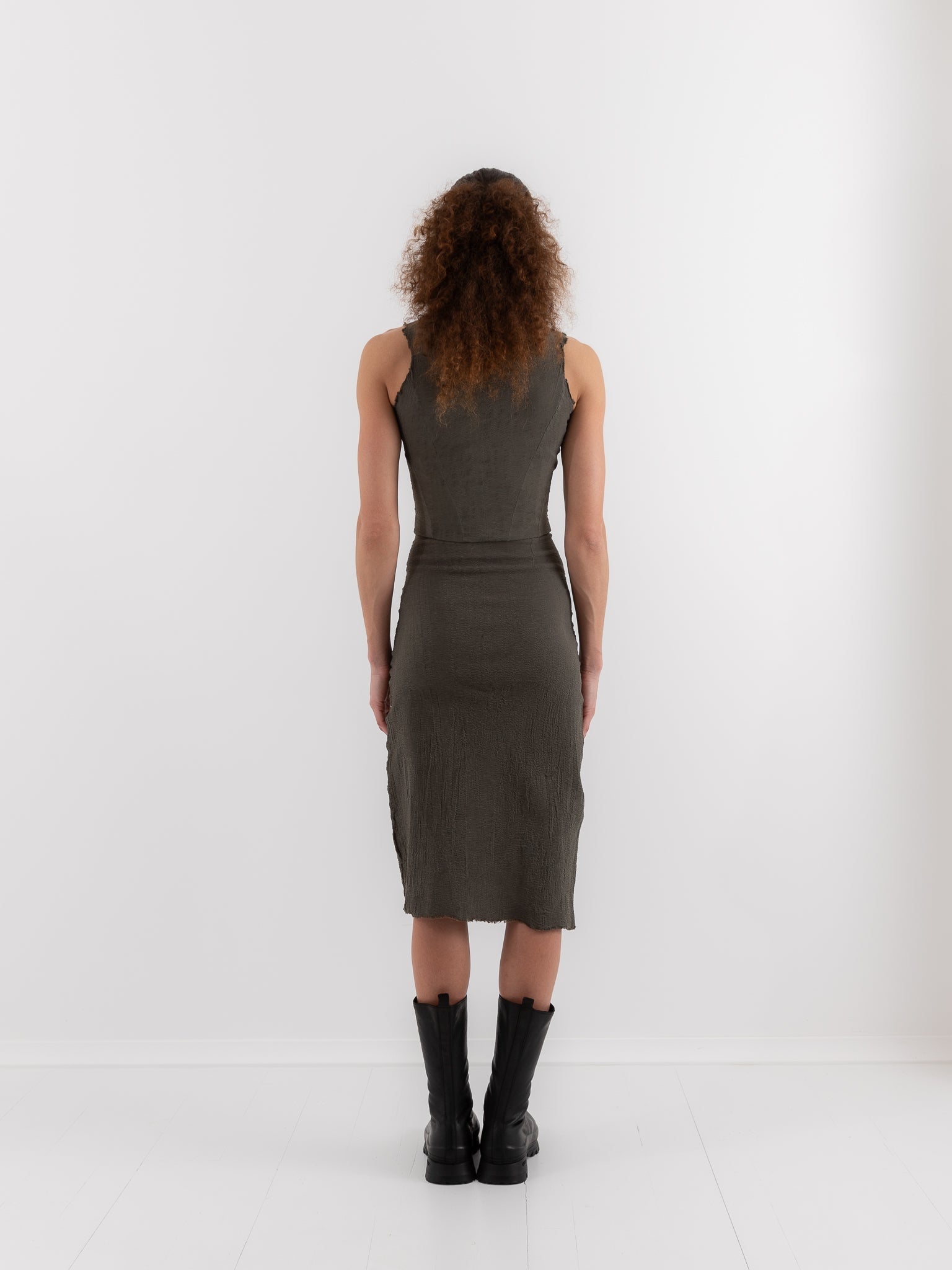 Marc LeBihan Stretch Silk Skirt in Metal - MARC LE BIHAN at Worthwhile - shop SKIRT