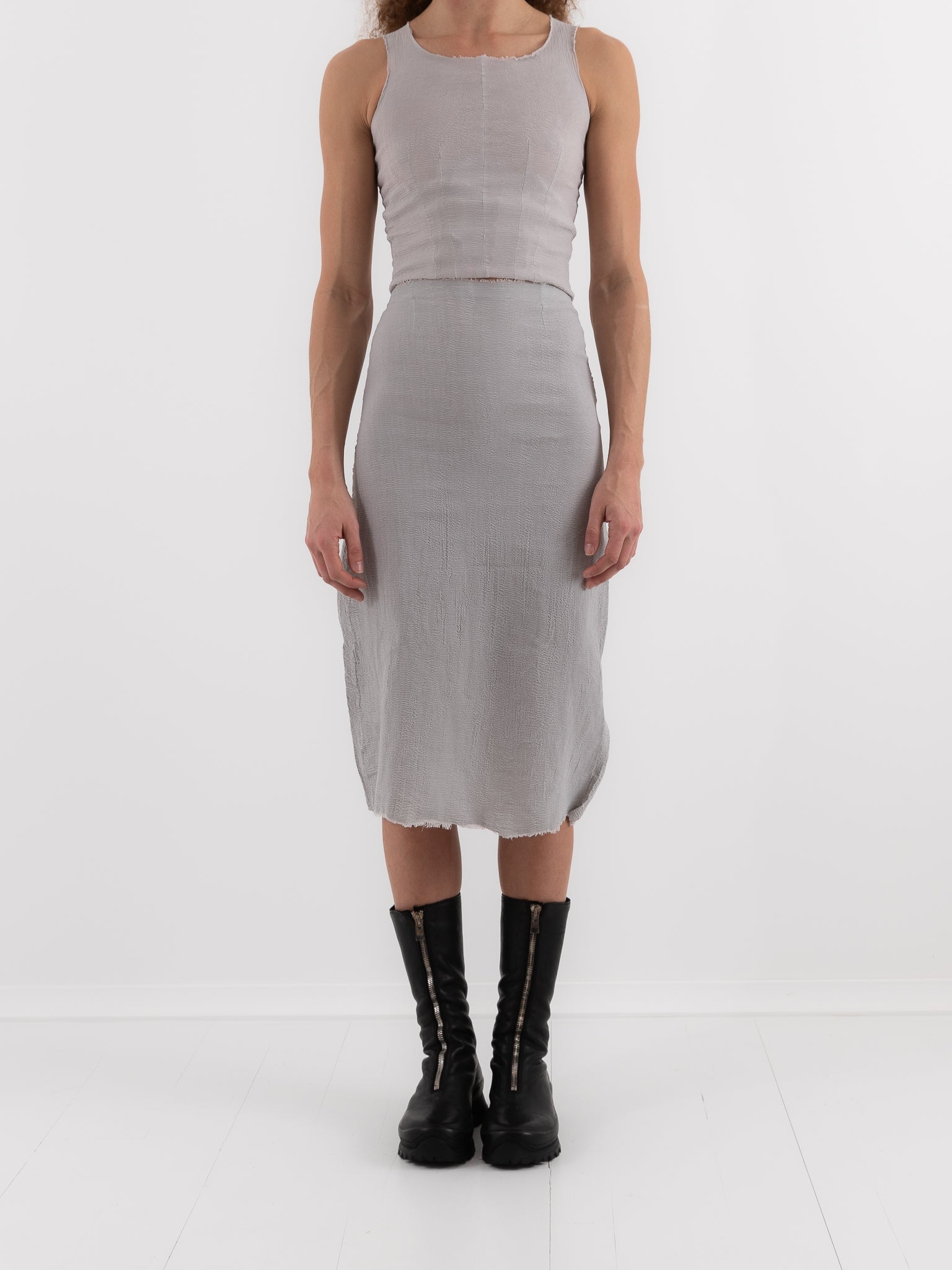 Marc LeBihan Stretch Silk Skirt in Platinum - MARC LE BIHAN at Worthwhile - shop SKIRT