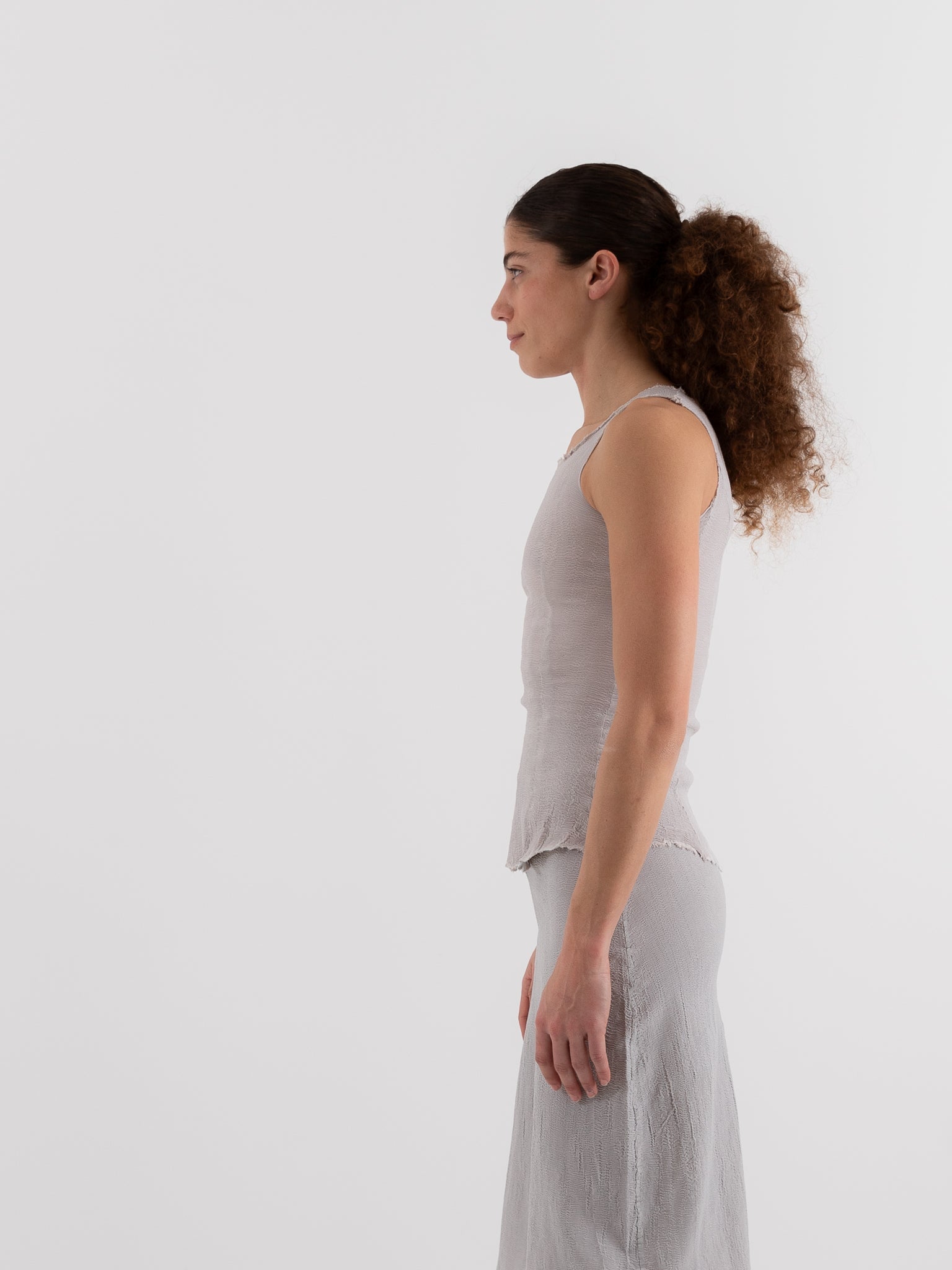 Marc LeBihan Stretch Silk Tank in Platinum - MARC LE BIHAN at Worthwhile - shop TOP