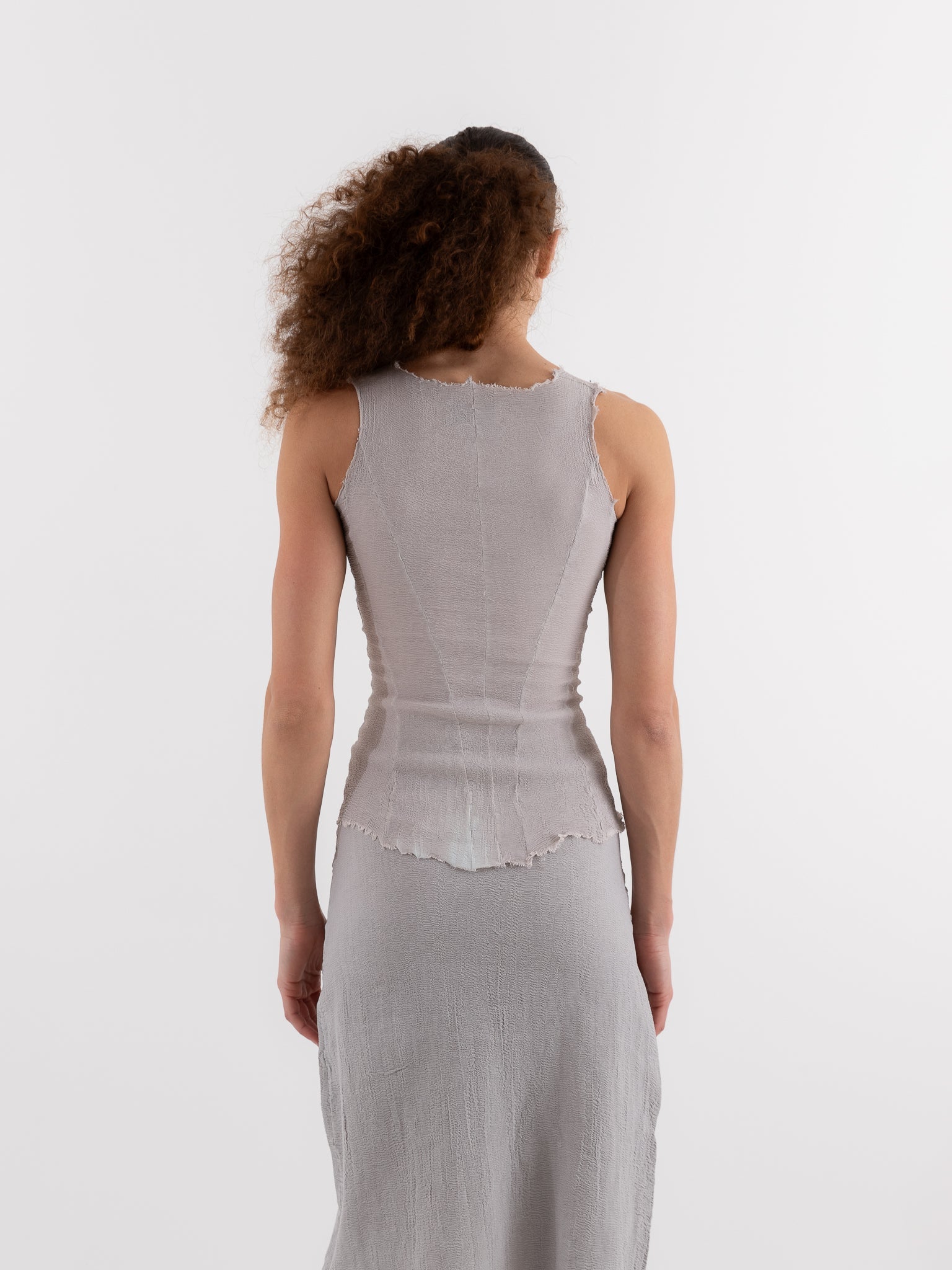 Marc LeBihan Stretch Silk Tank in Platinum - MARC LE BIHAN at Worthwhile - shop TOP