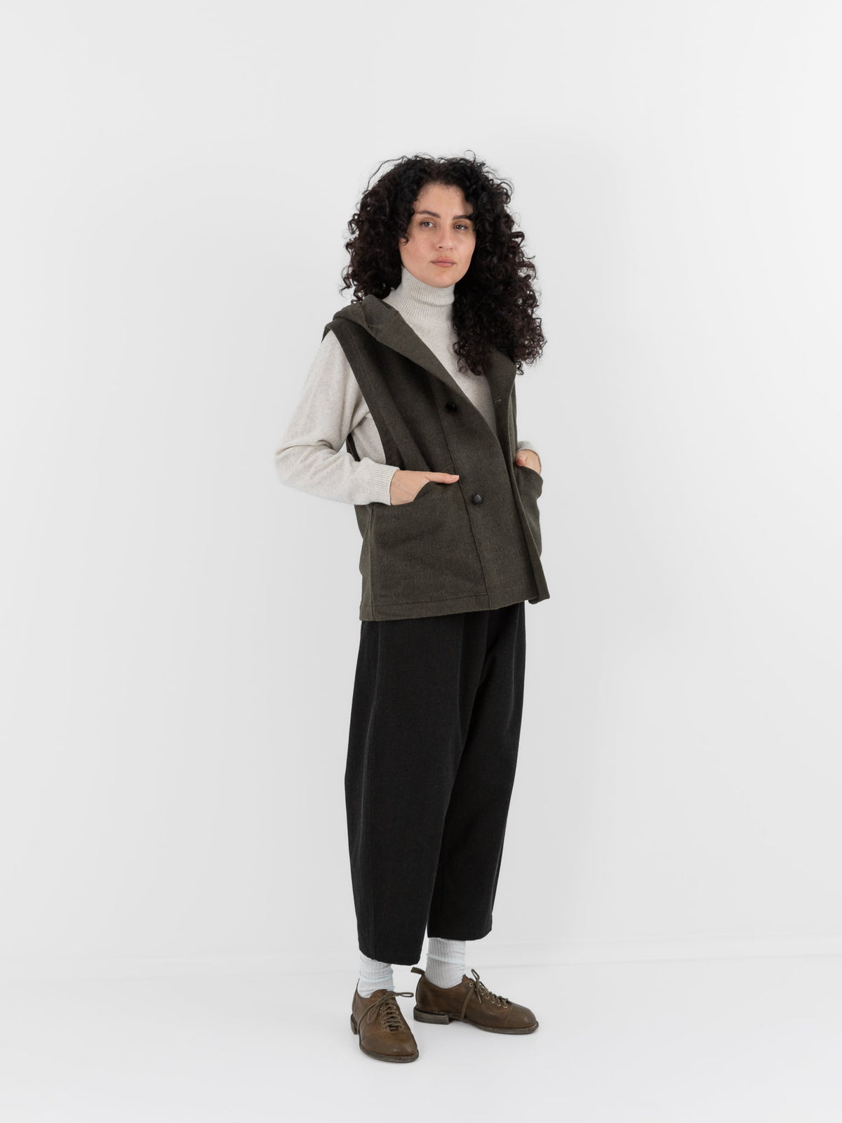 MITTAN Vest 05 in Ash Green - MITTAN at Worthwhile - shop VEST