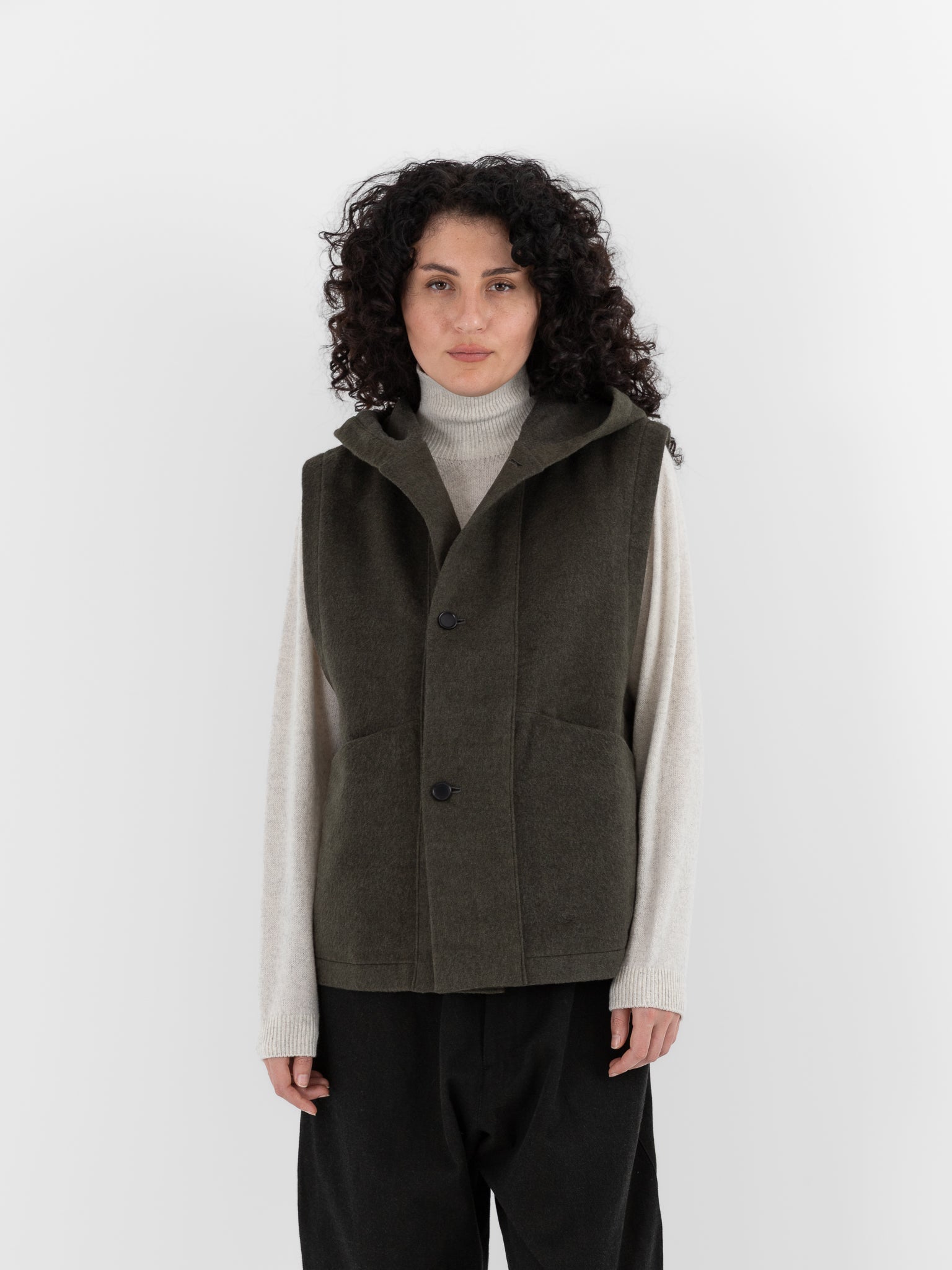 MITTAN Vest 05 in Ash Green - MITTAN at Worthwhile - shop VEST
