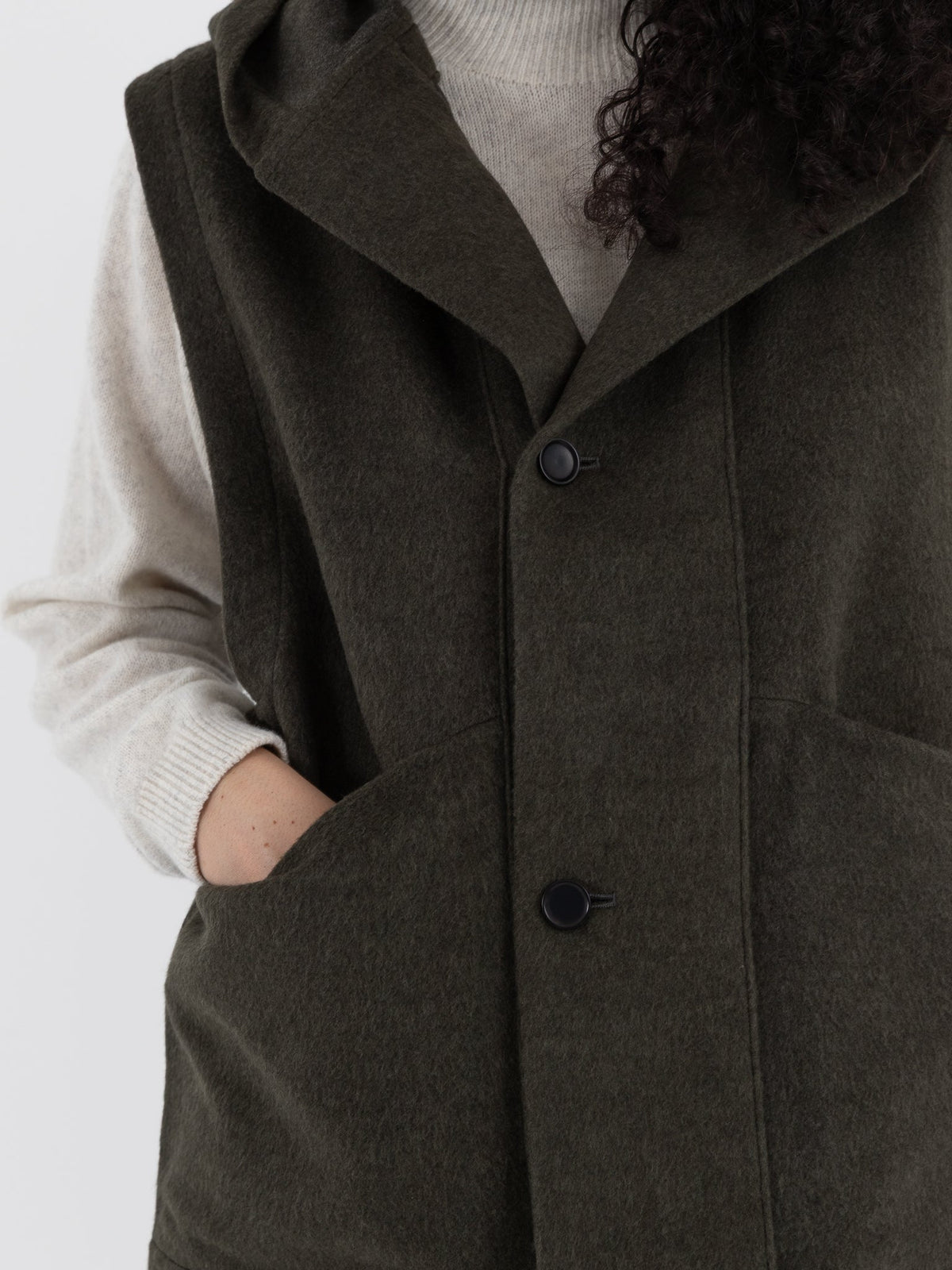 MITTAN Vest 05 in Ash Green - MITTAN at Worthwhile - shop VEST