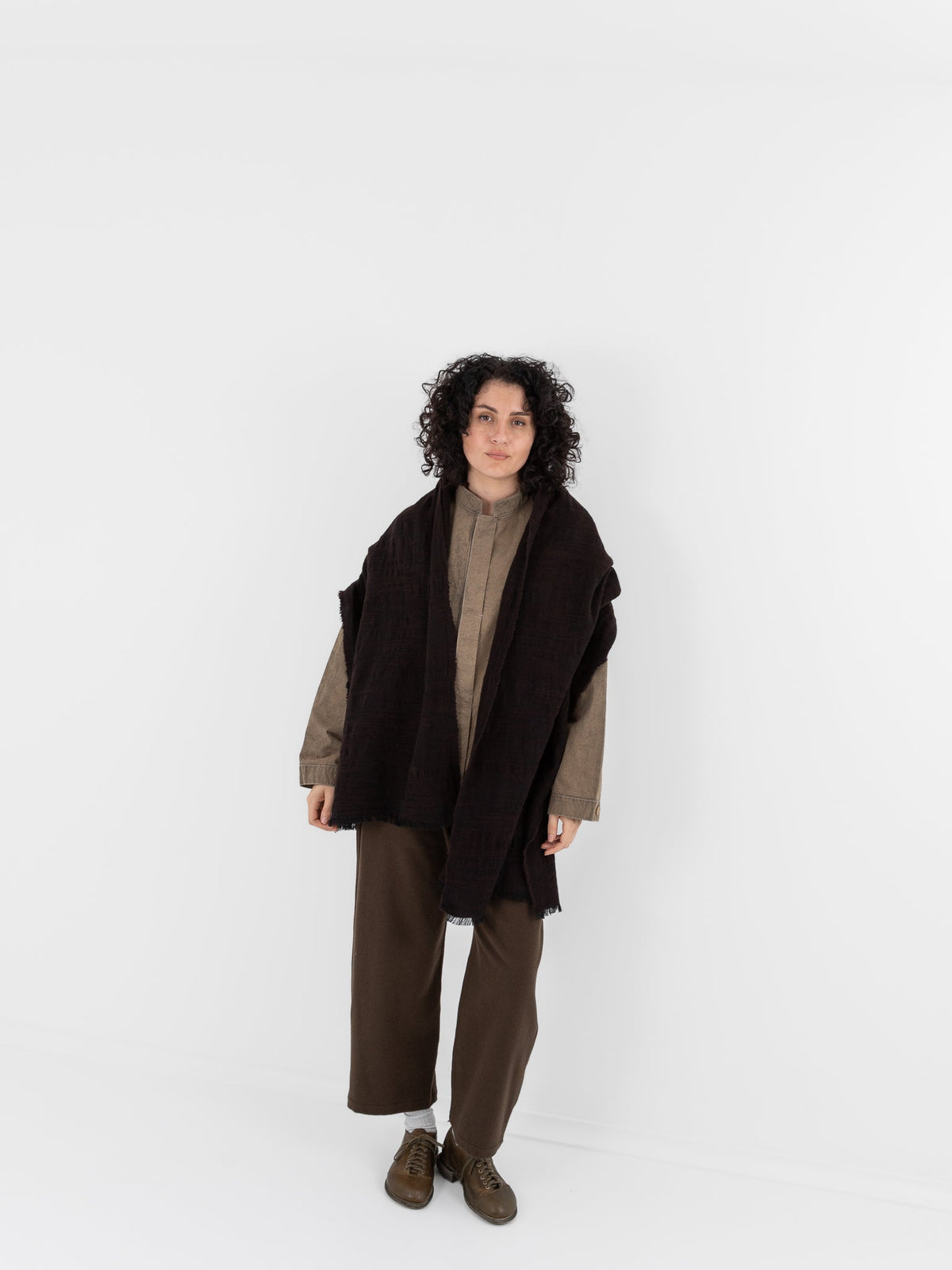 MITTAN Woven Scarf 71 in Dark Brown - MITTAN at Worthwhile - shop SCARF