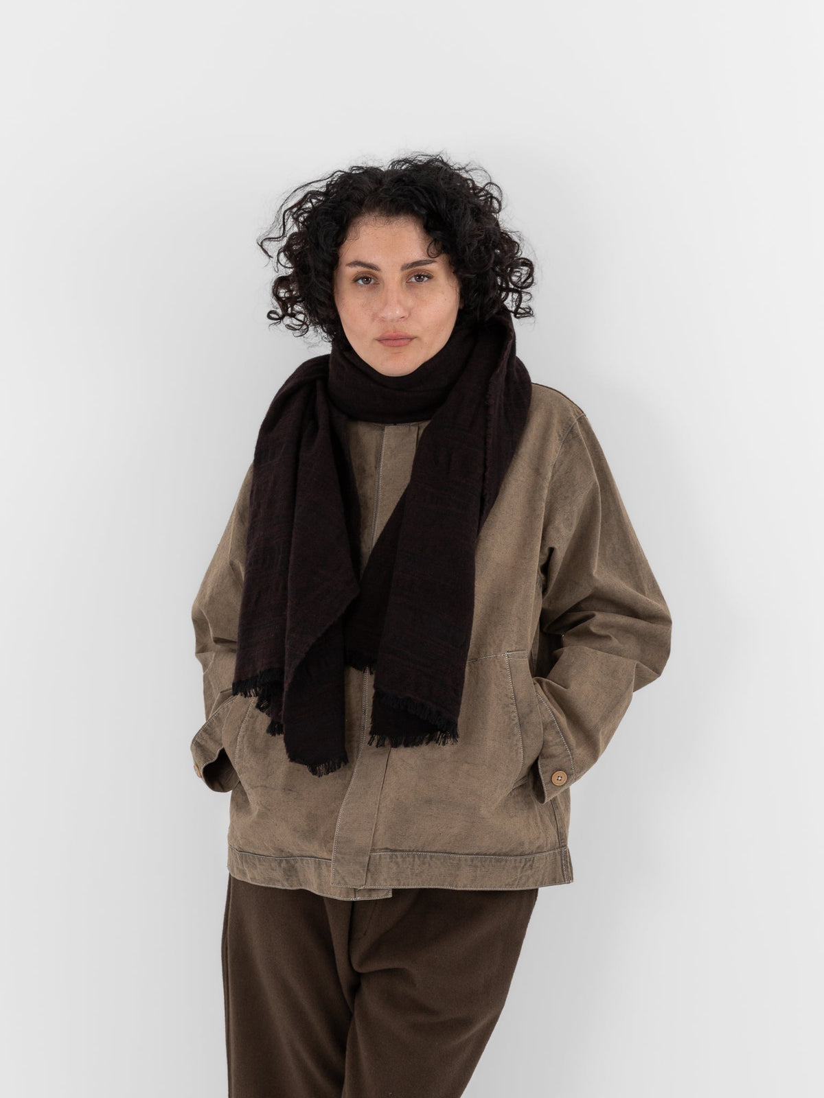 MITTAN Woven Scarf 71 in Dark Brown - MITTAN at Worthwhile - shop SCARF