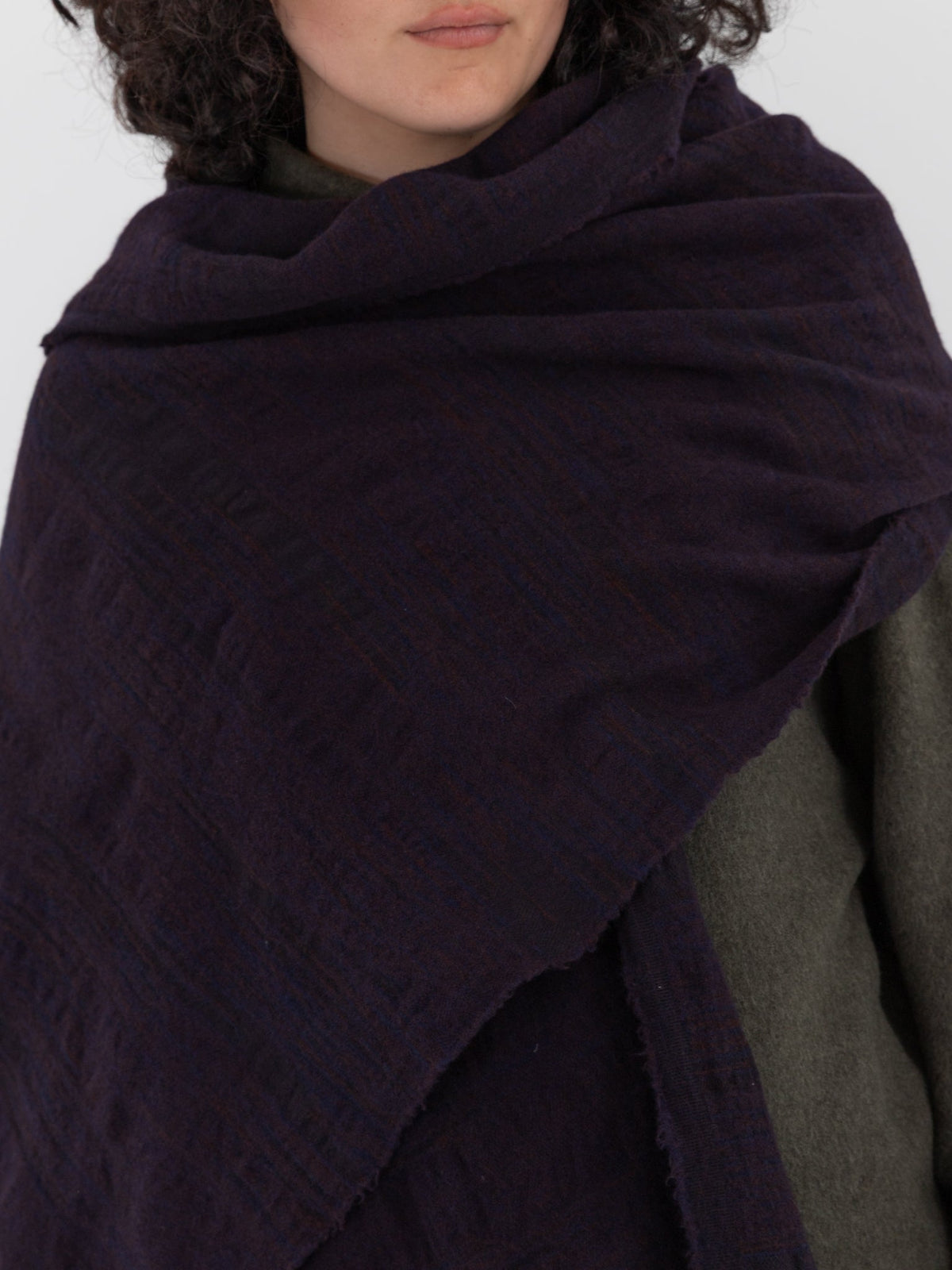 MITTAN Woven Scarf 71 in Navy Brown - MITTAN at Worthwhile - shop SCARF