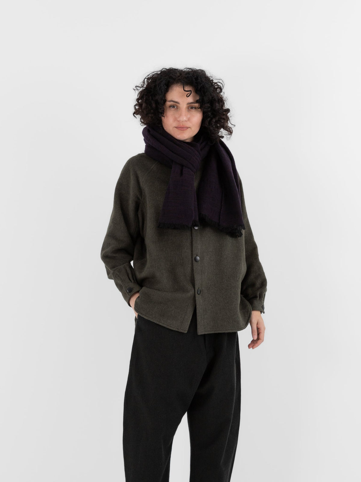 MITTAN Woven Scarf 71 in Navy Brown - MITTAN at Worthwhile - shop SCARF