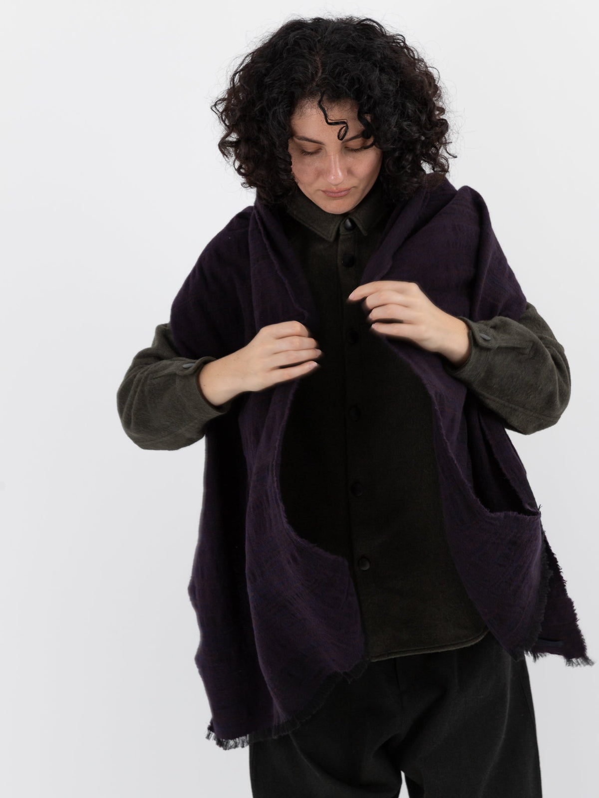 MITTAN Woven Scarf 71 in Navy Brown - MITTAN at Worthwhile - shop SCARF