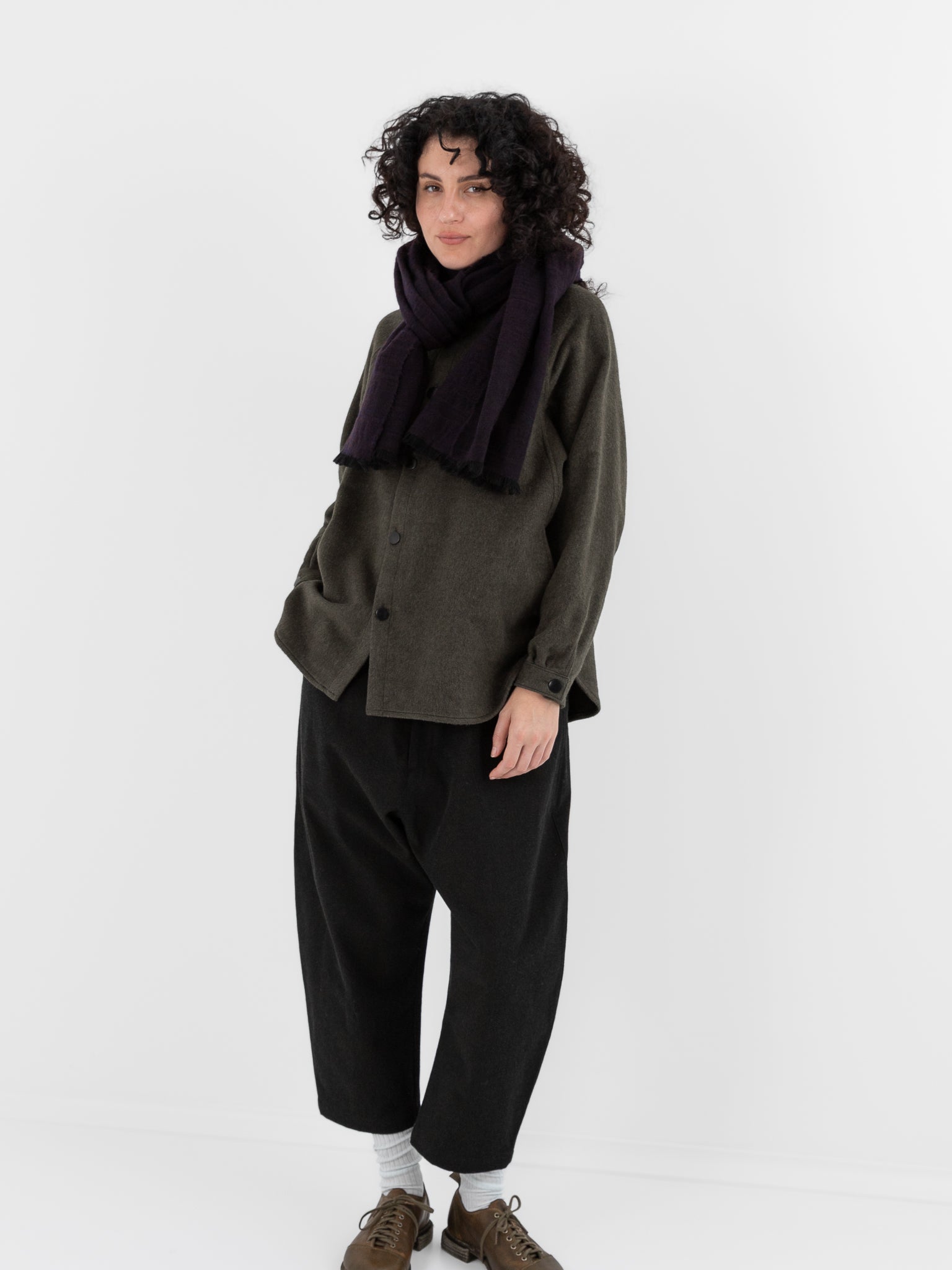 MITTAN Woven Scarf 71 in Navy Brown - MITTAN at Worthwhile - shop SCARF