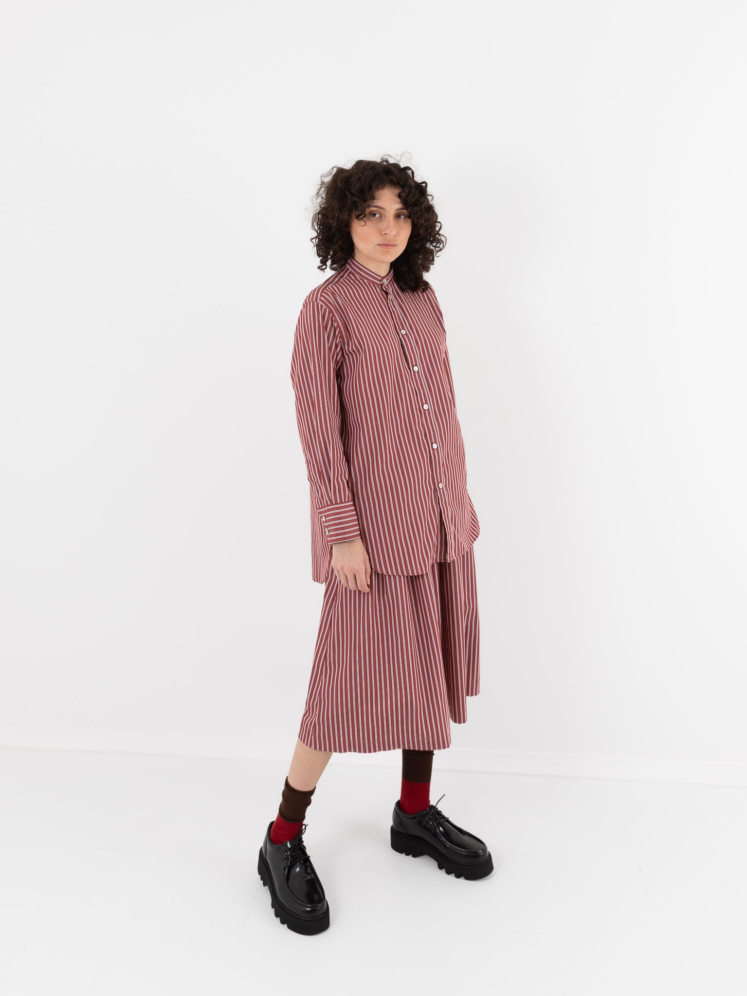 Nitto Caracoto Skirt in Rust Stripe - NITTO at Worthwhile - shop SKIRT