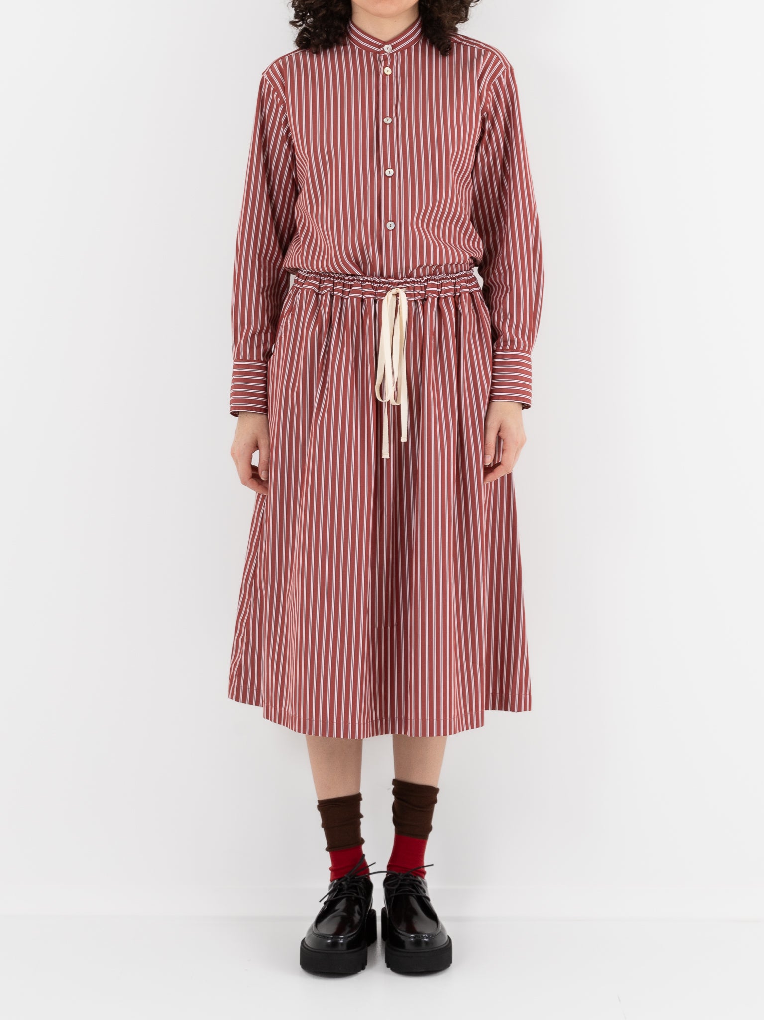 Nitto Caracoto Skirt in Rust Stripe - NITTO at Worthwhile - shop SKIRT