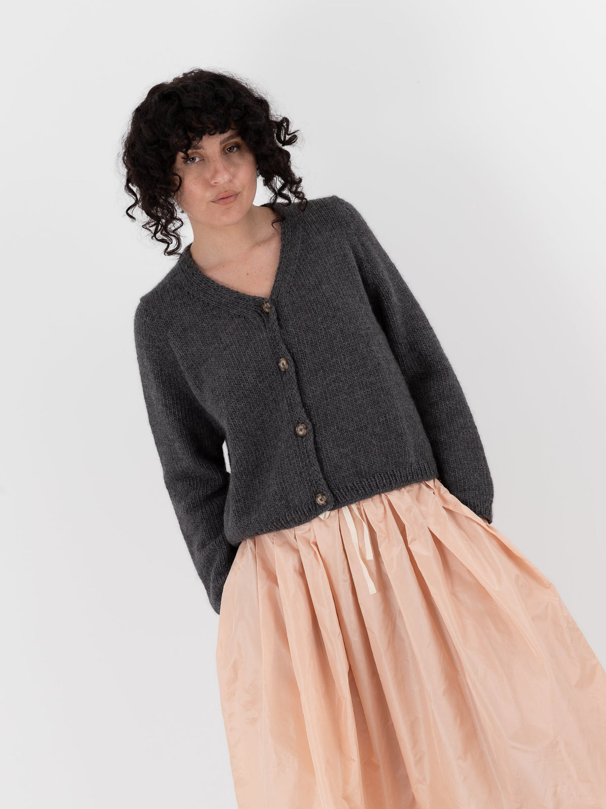 Nitto Nino OSW Cardigan in Anthracite Grey - NITTO at Worthwhile - shop CARDIGAN