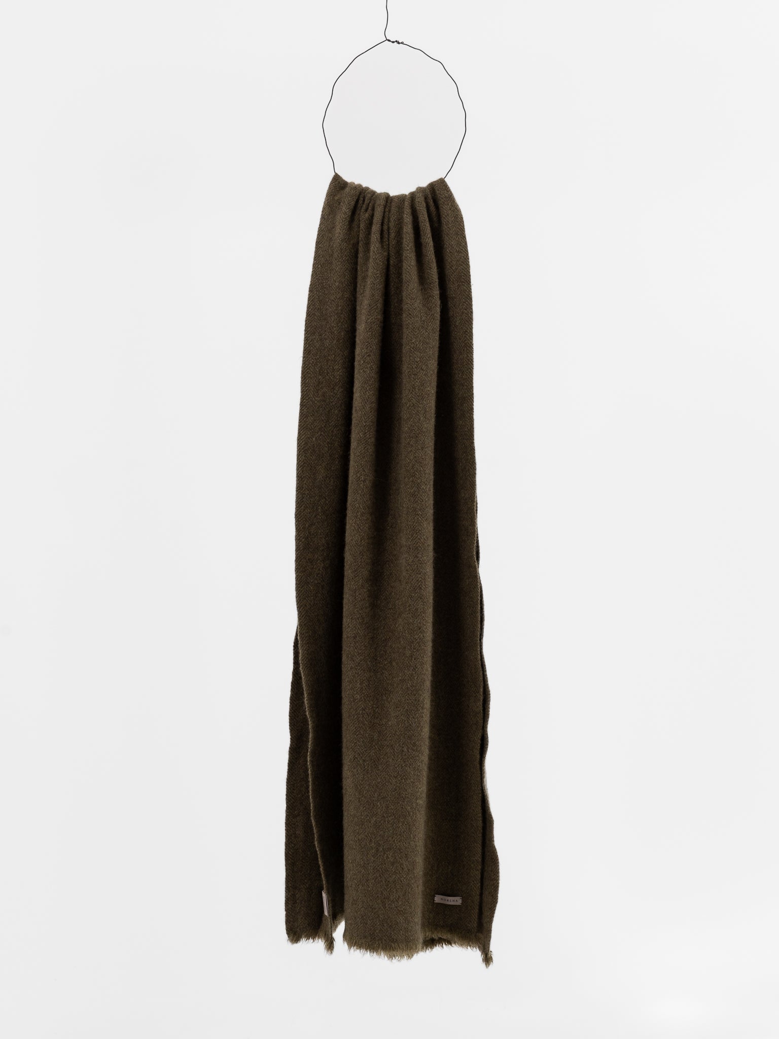 Norlha Nomad Dense Boiled Herringbone Scarf in Olive - NORLHA at Worthwhile - shop SCARF