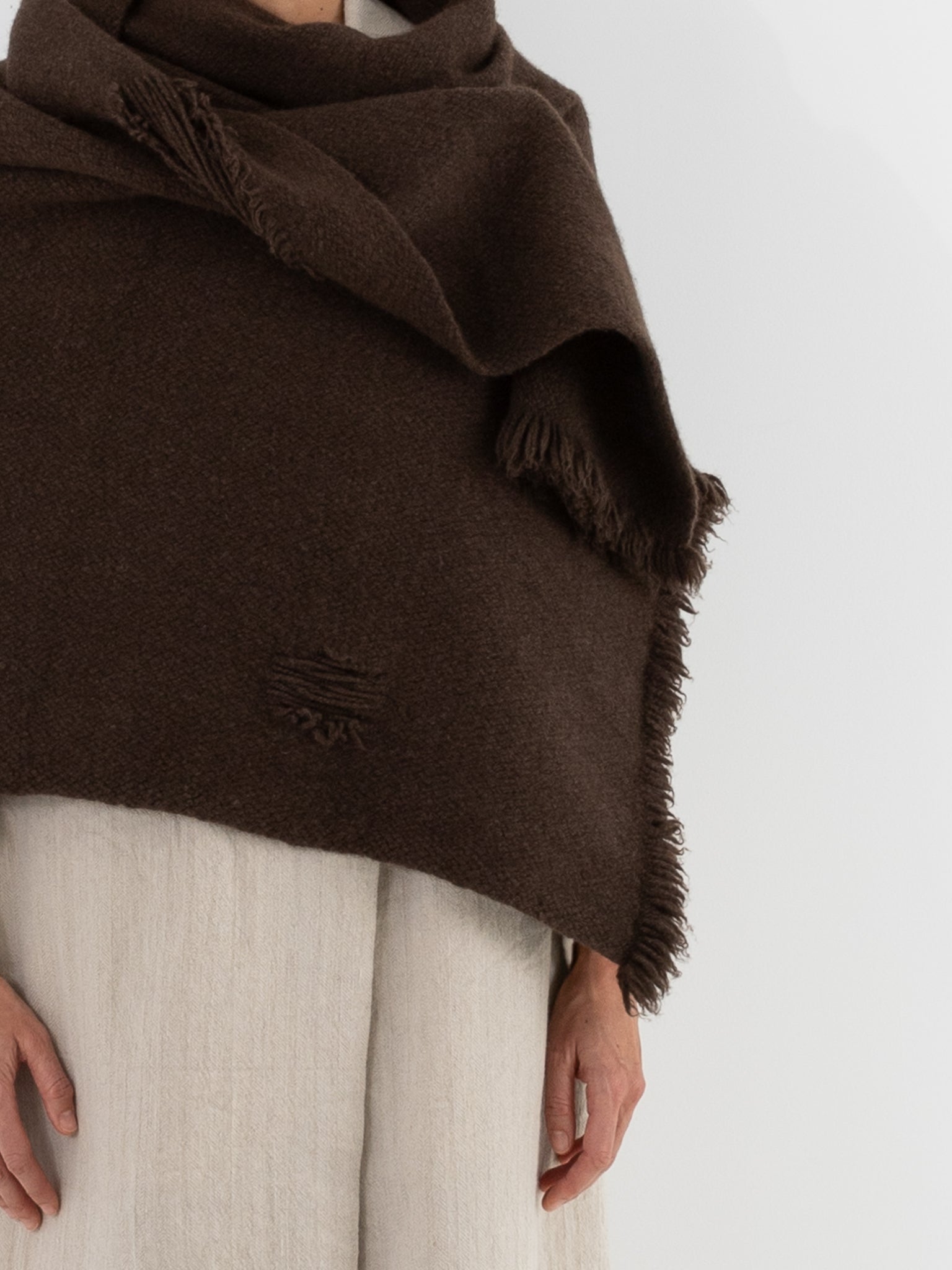Norlha Handspun Flock Scarf in Natural Yak Brown - NORLHA at Worthwhile - shop SCARF