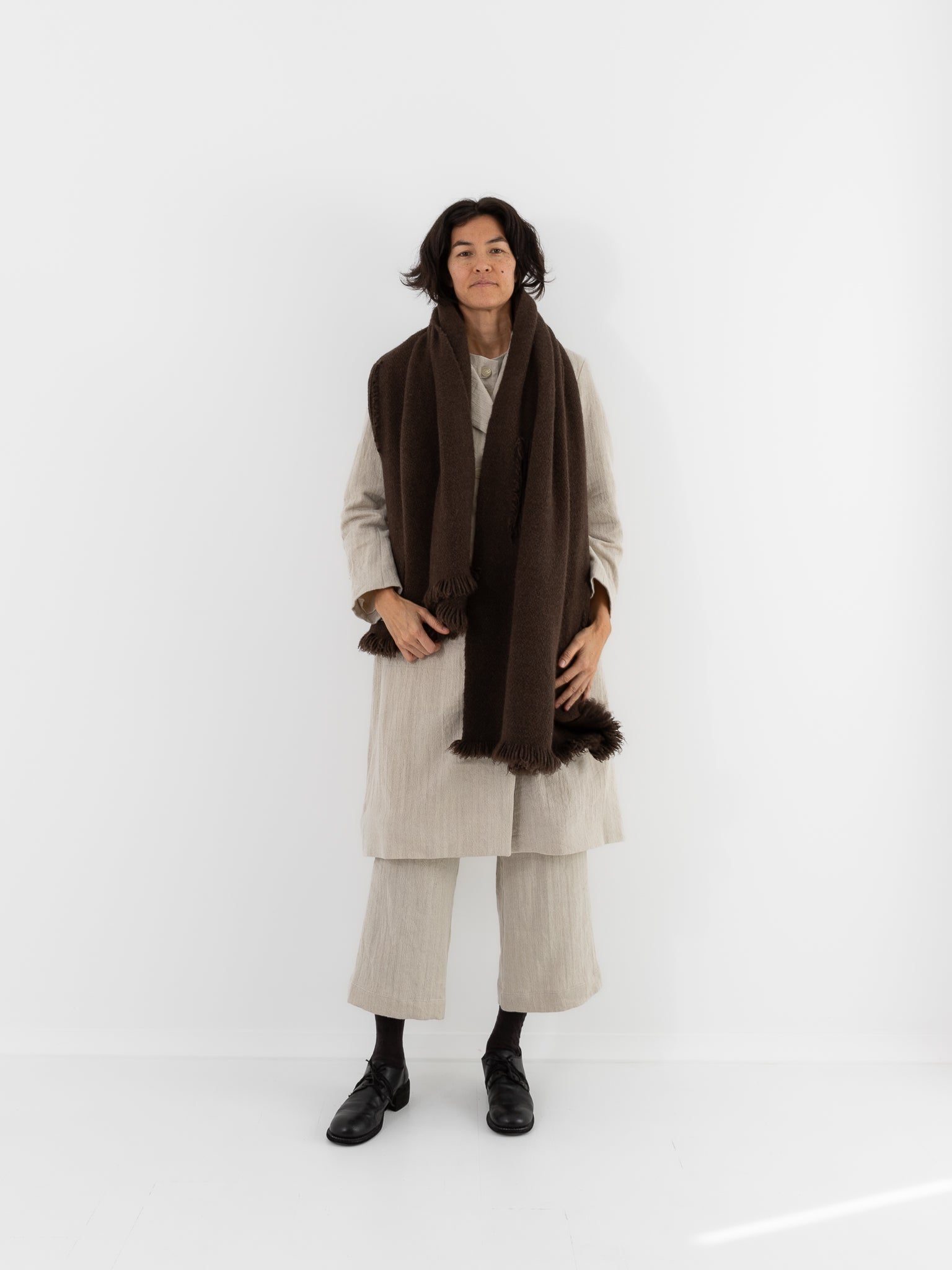 Norlha Handspun Flock Scarf in Natural Yak Brown - NORLHA at Worthwhile - shop SCARF