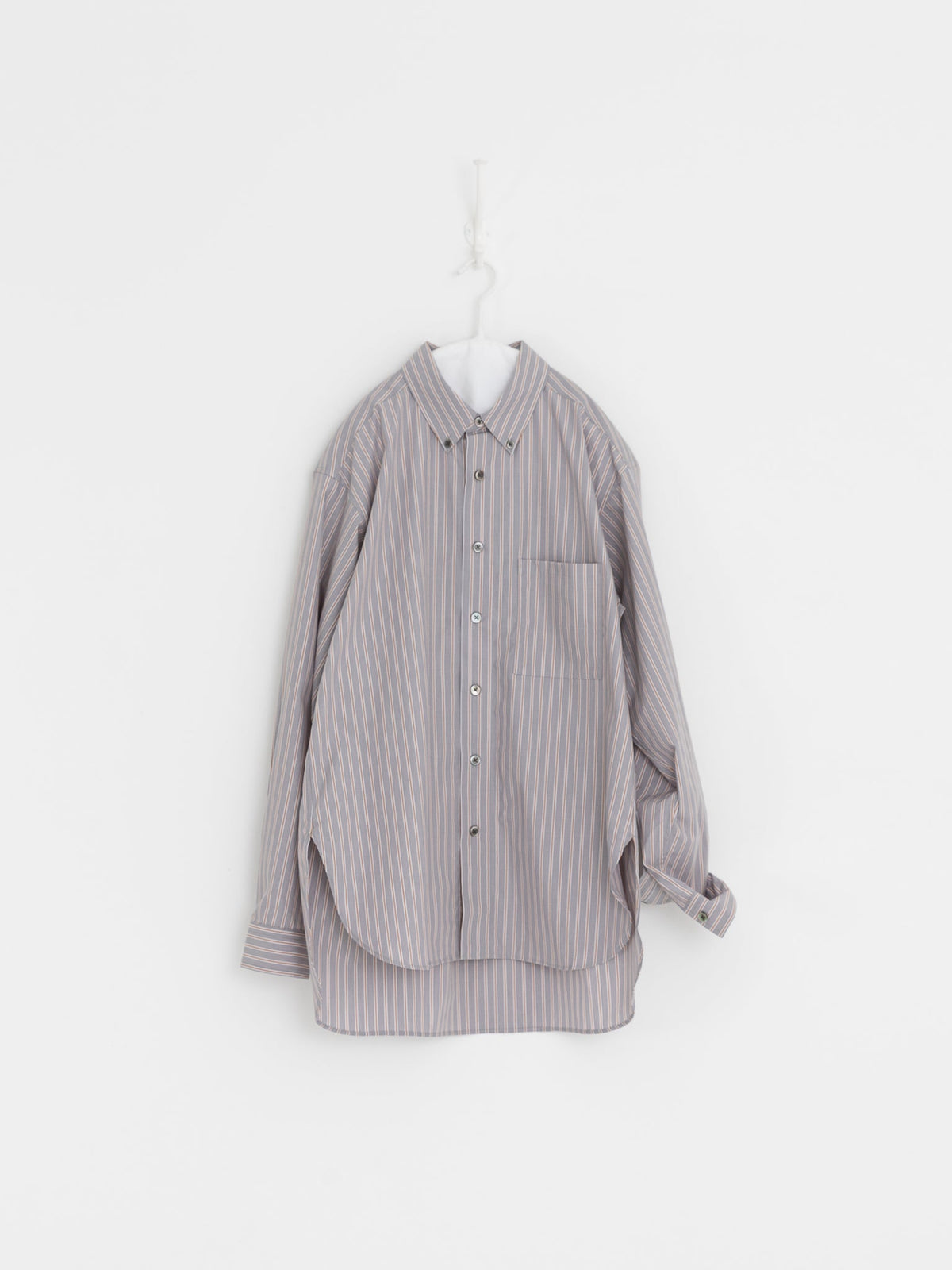 POLYPLOID B.D Shirt B in Gray Stripe - POLYPLOID at Worthwhile - shop TOP
