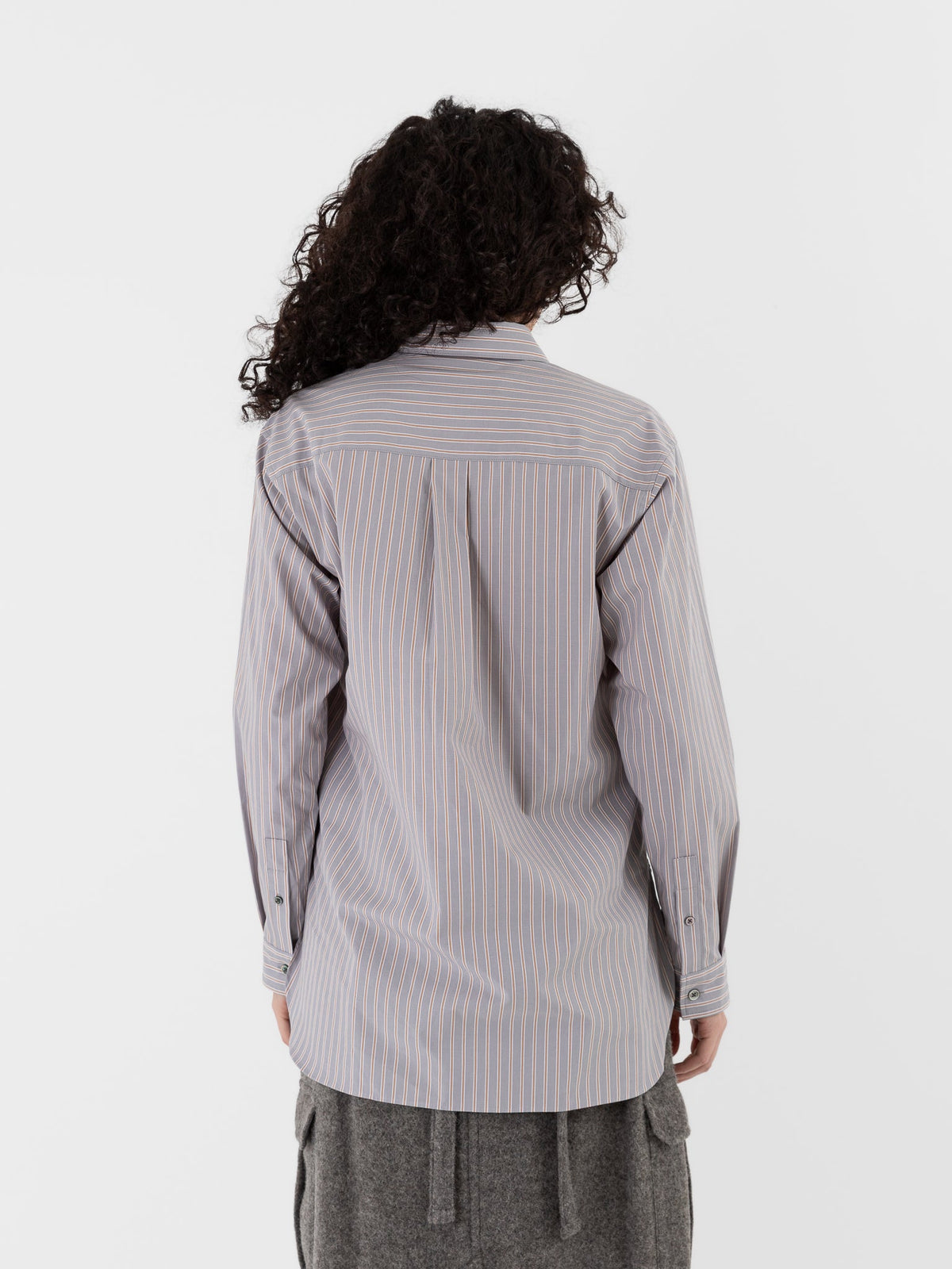 POLYPLOID B.D Shirt B in Gray Stripe - POLYPLOID at Worthwhile - shop TOP